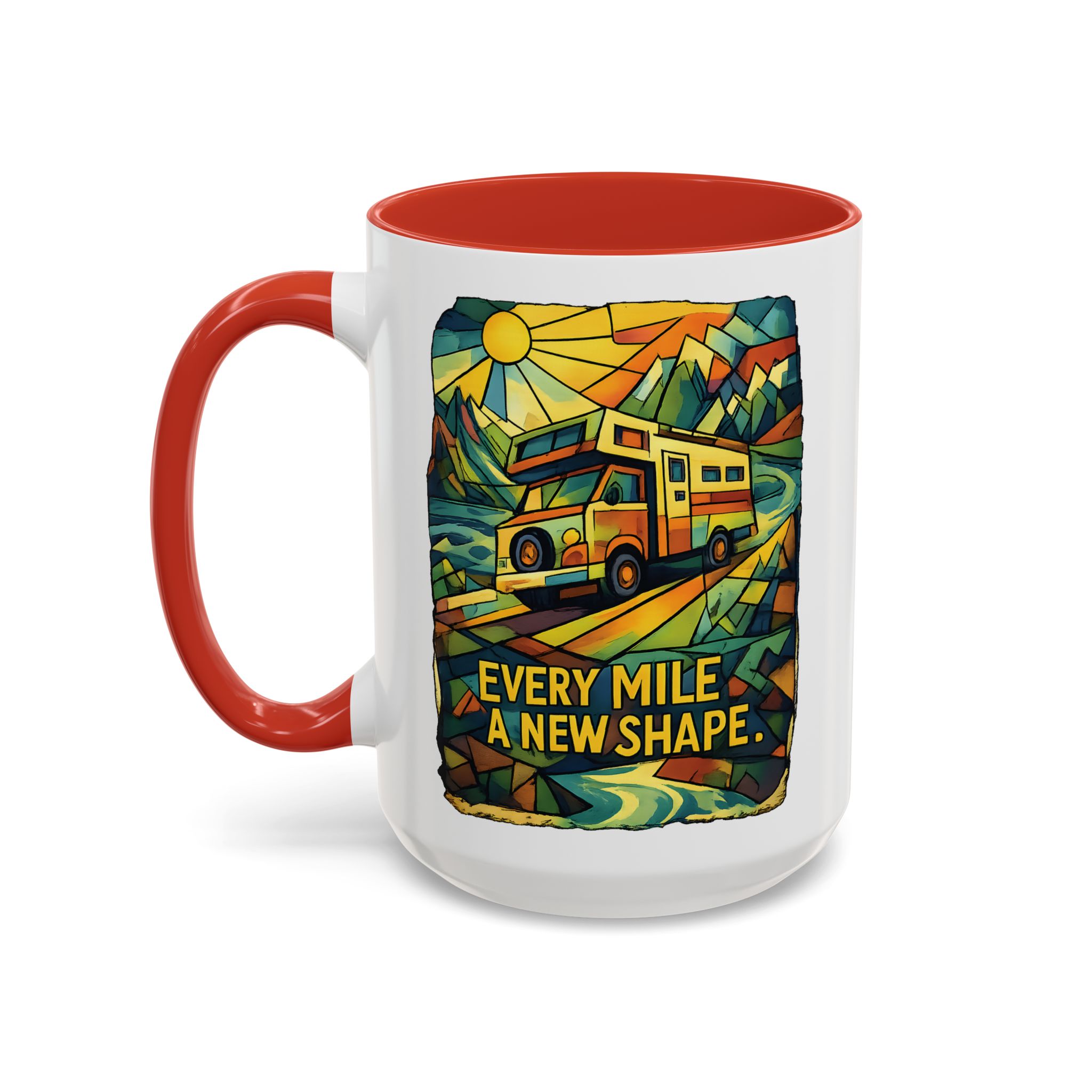 2344694701093188779_2048.jpeg Accent Coffee Mug (11, 15oz) — "Every Mile A New Shape" Design Cubic-Line
