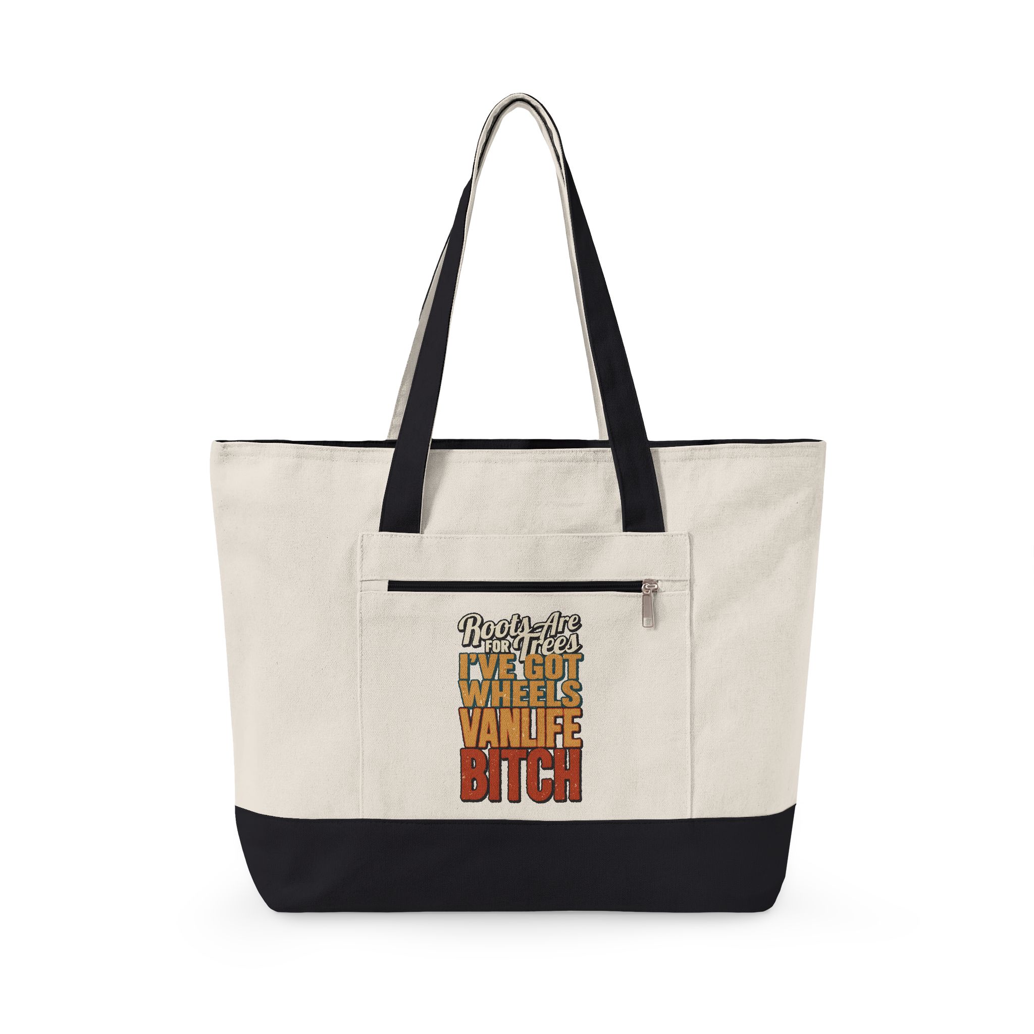 Zippered Canvas Tote — "Roots Are For Trees" (Design F**K-Line)