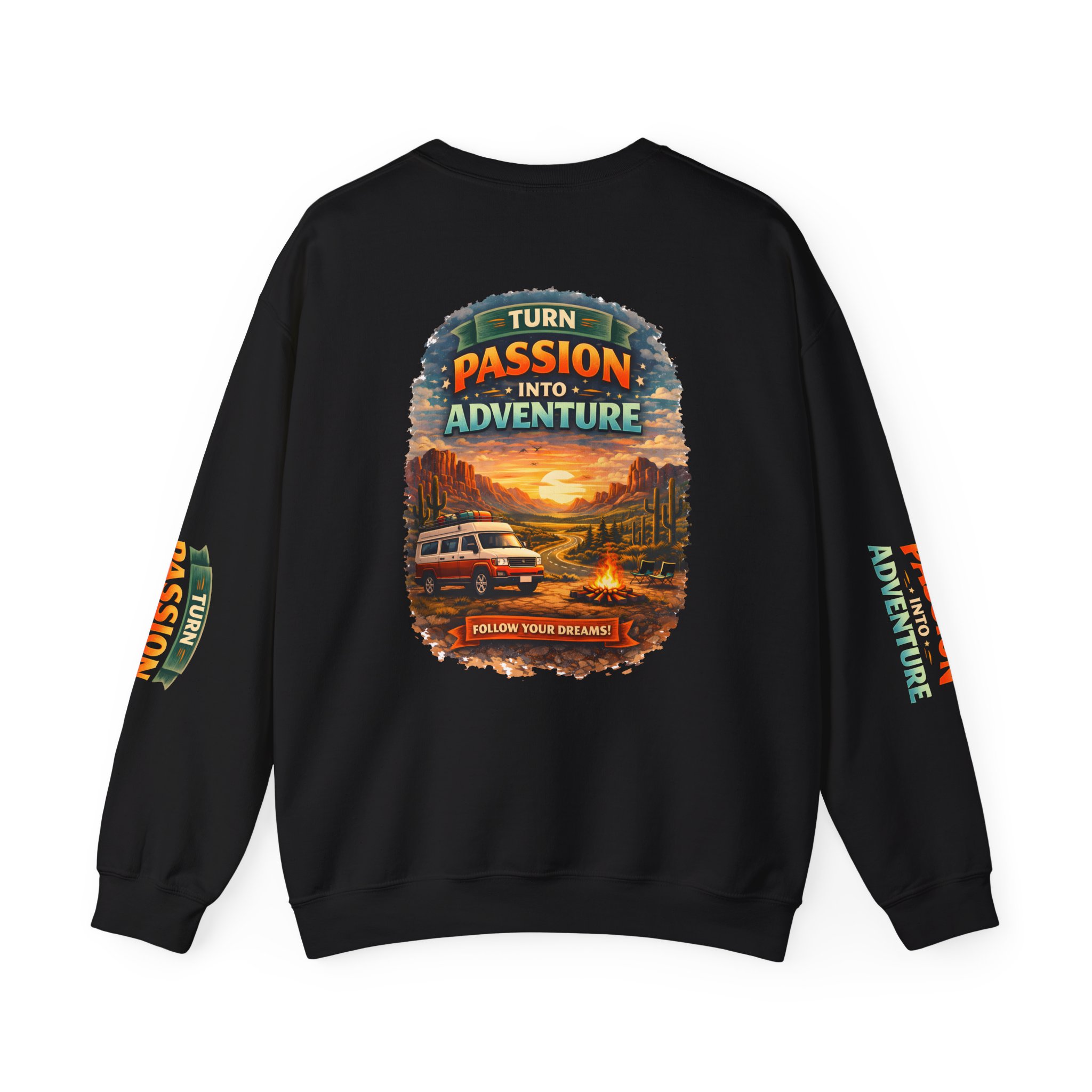 Unisex Heavy Blend™ Crewneck Sweatshirt — "Turn Passion Into Adventure" Design Scenic-Line