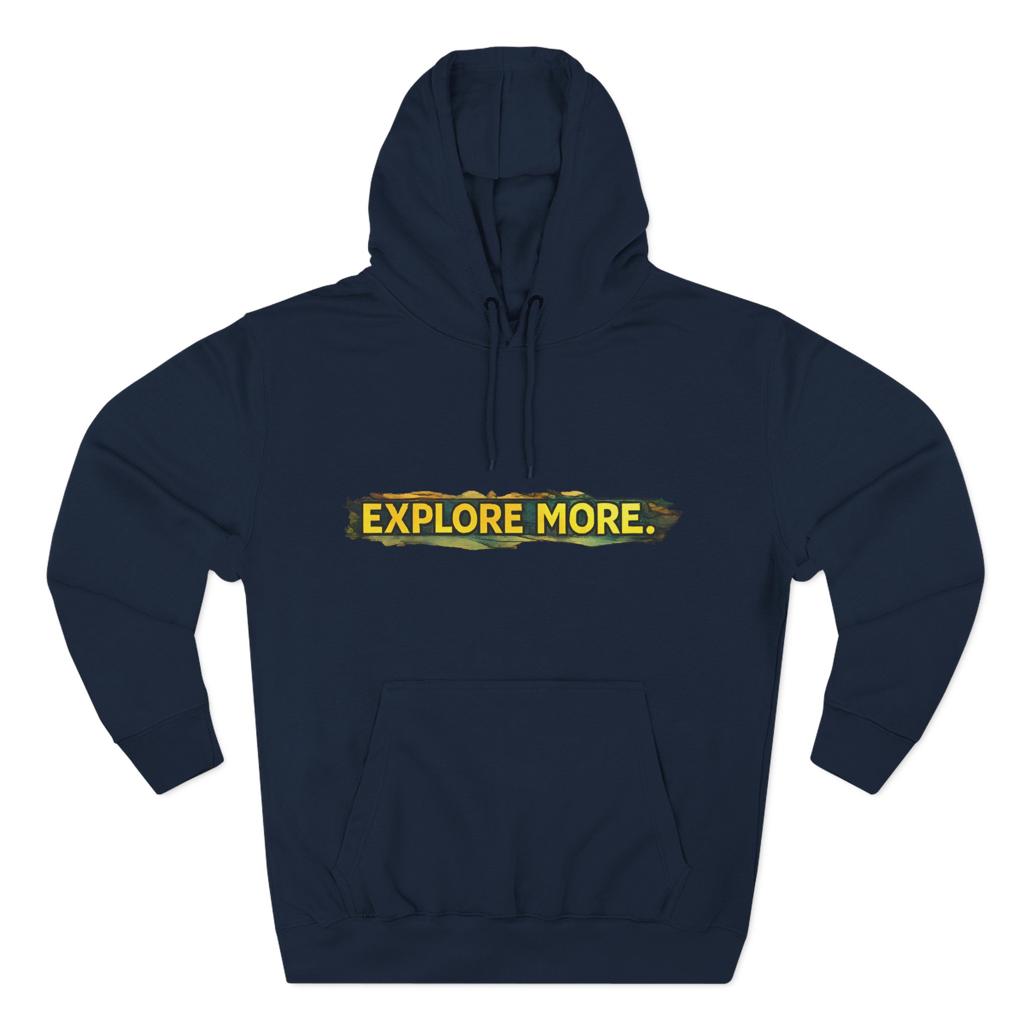 Three-Panel Fleece Hoodie - "Explore More" Design Cubic-Line