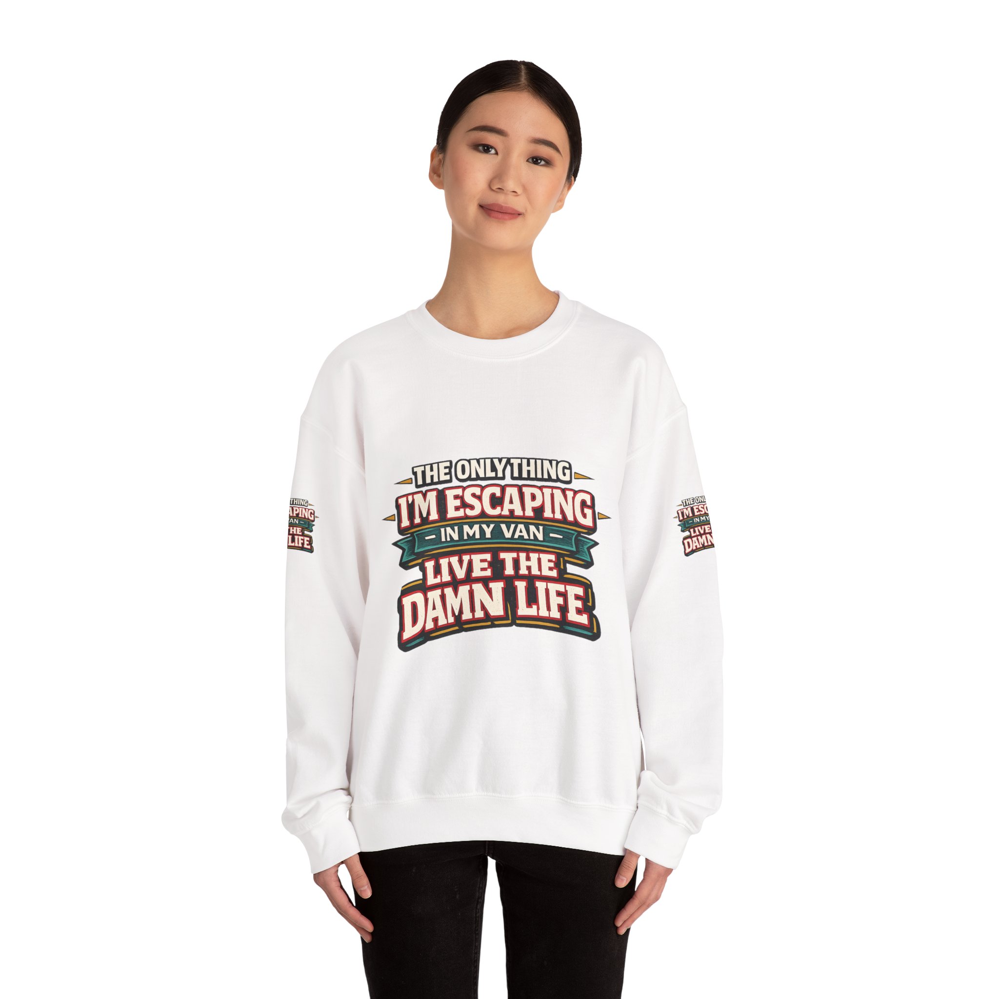 Unisex Heavy Blend™ Crewneck Sweatshirt — "The Only Thing I´m Escaping" Design F**K-Line