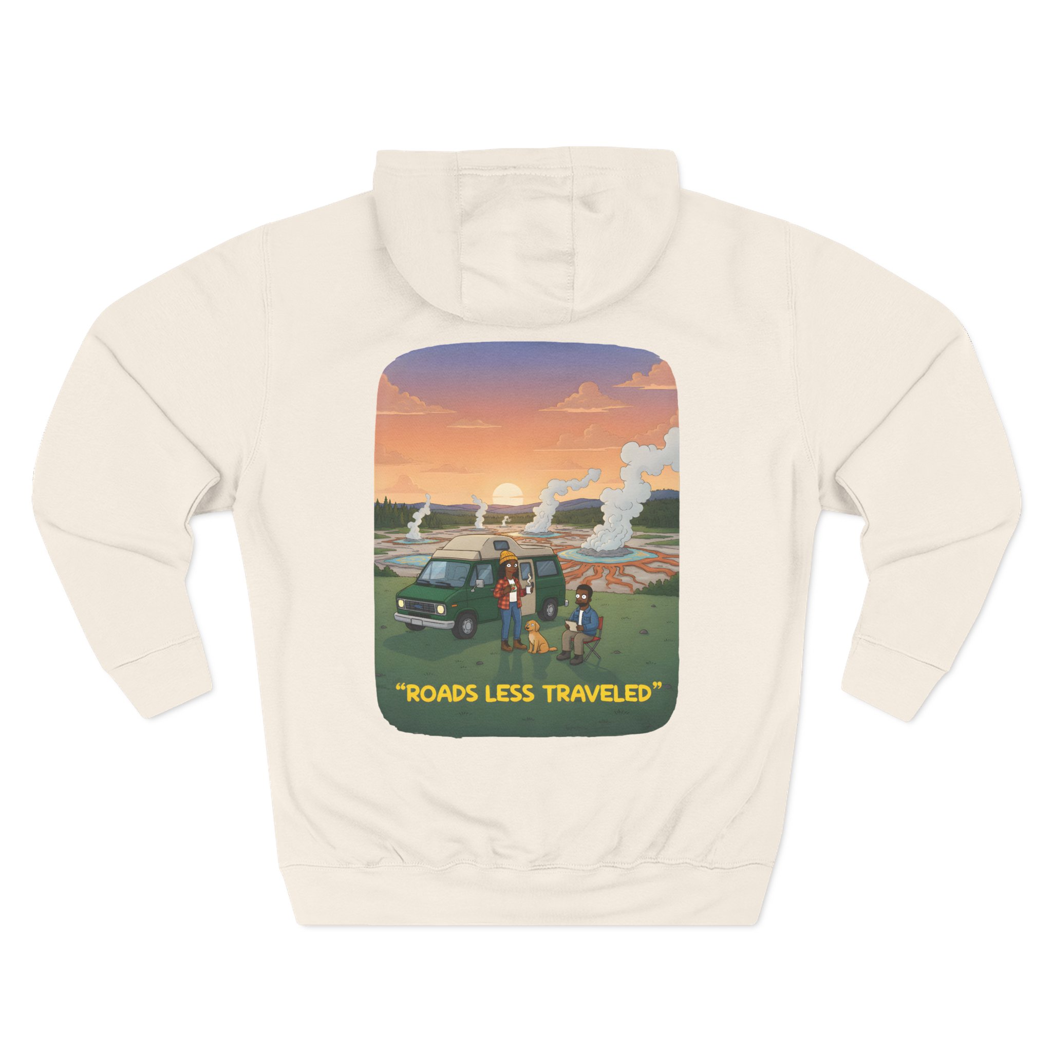 Three-Panel Fleece Hoodie - "Roads Less Traveled" Design Sitcom-Line