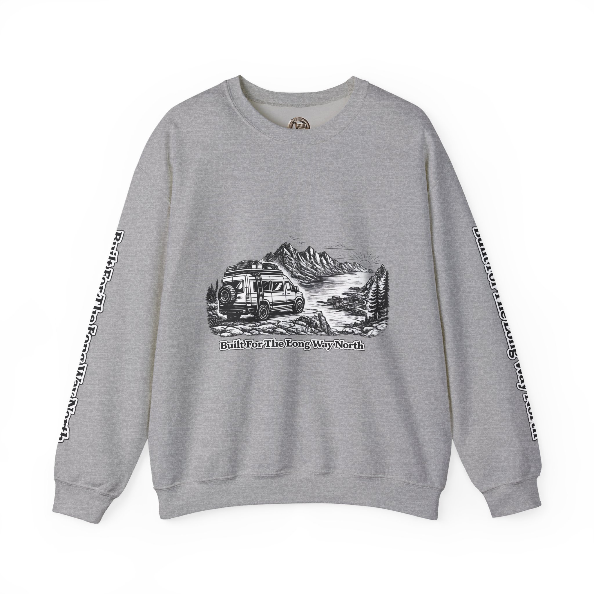 2354396723907181330_2048.jpeg Unisex Heavy Blend™ Crewneck Sweatshirt — "Built For The Long Way North" Design Minimal-Line