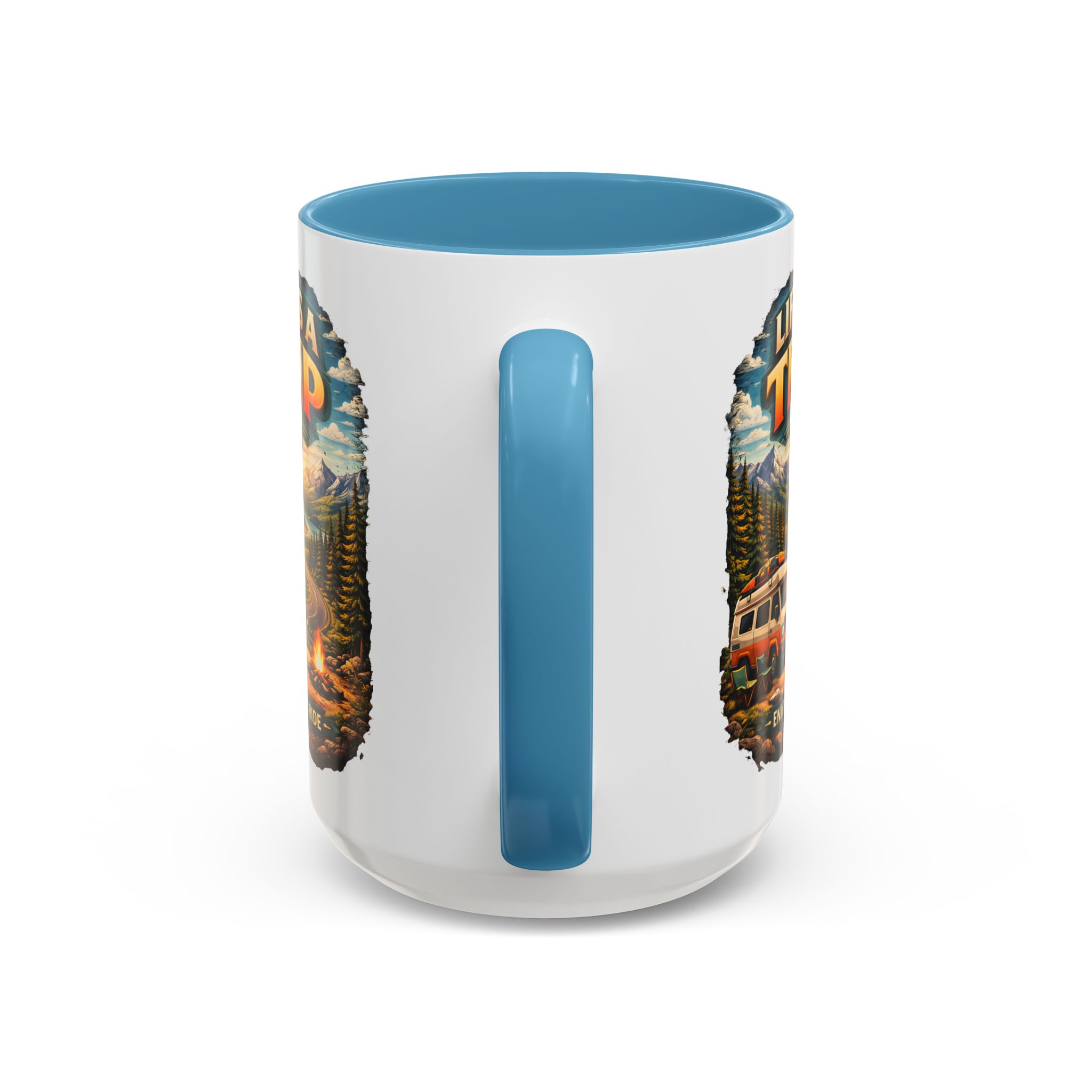 Accent Coffee Mug (11, 15oz) — "Life s A Trip" Design Scenic-Line