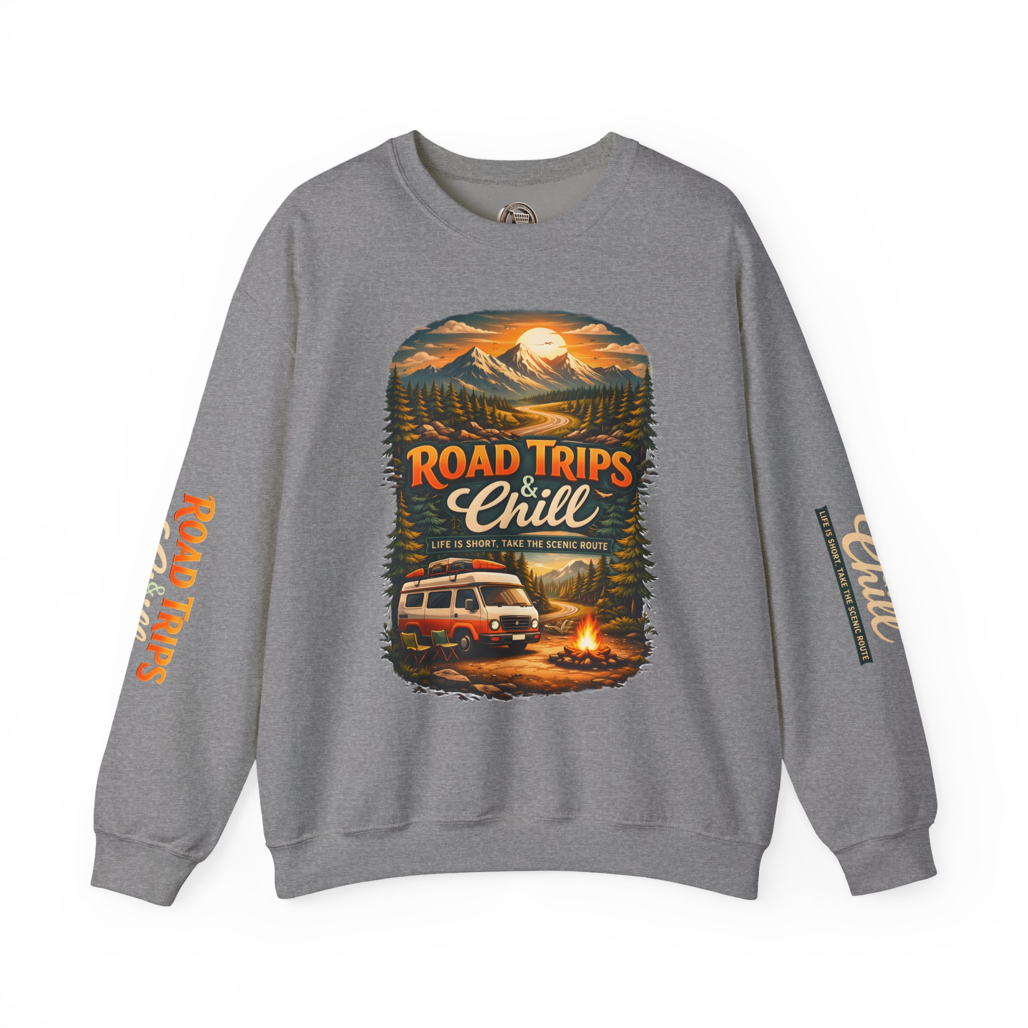 2363084241751328277_2048.jpeg Unisex Heavy Blend™ Crewneck Sweatshirt — "Road Trips & Chill" Design Scenic-Line