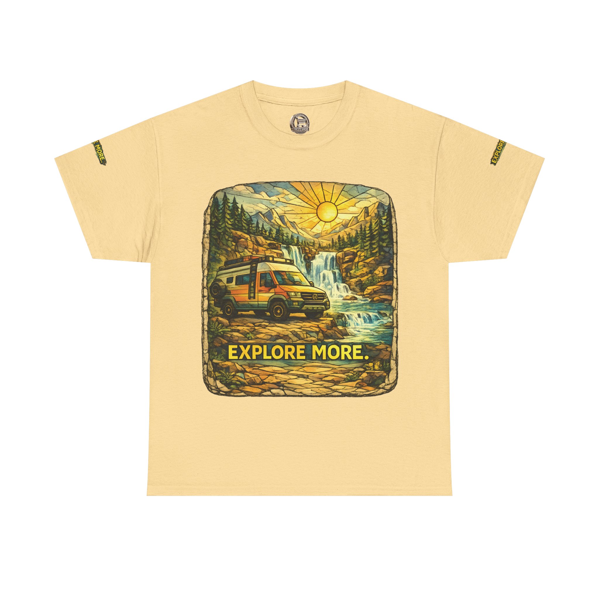Unisex Heavy Cotton Tee — "Explore More" Design Cubic-Line