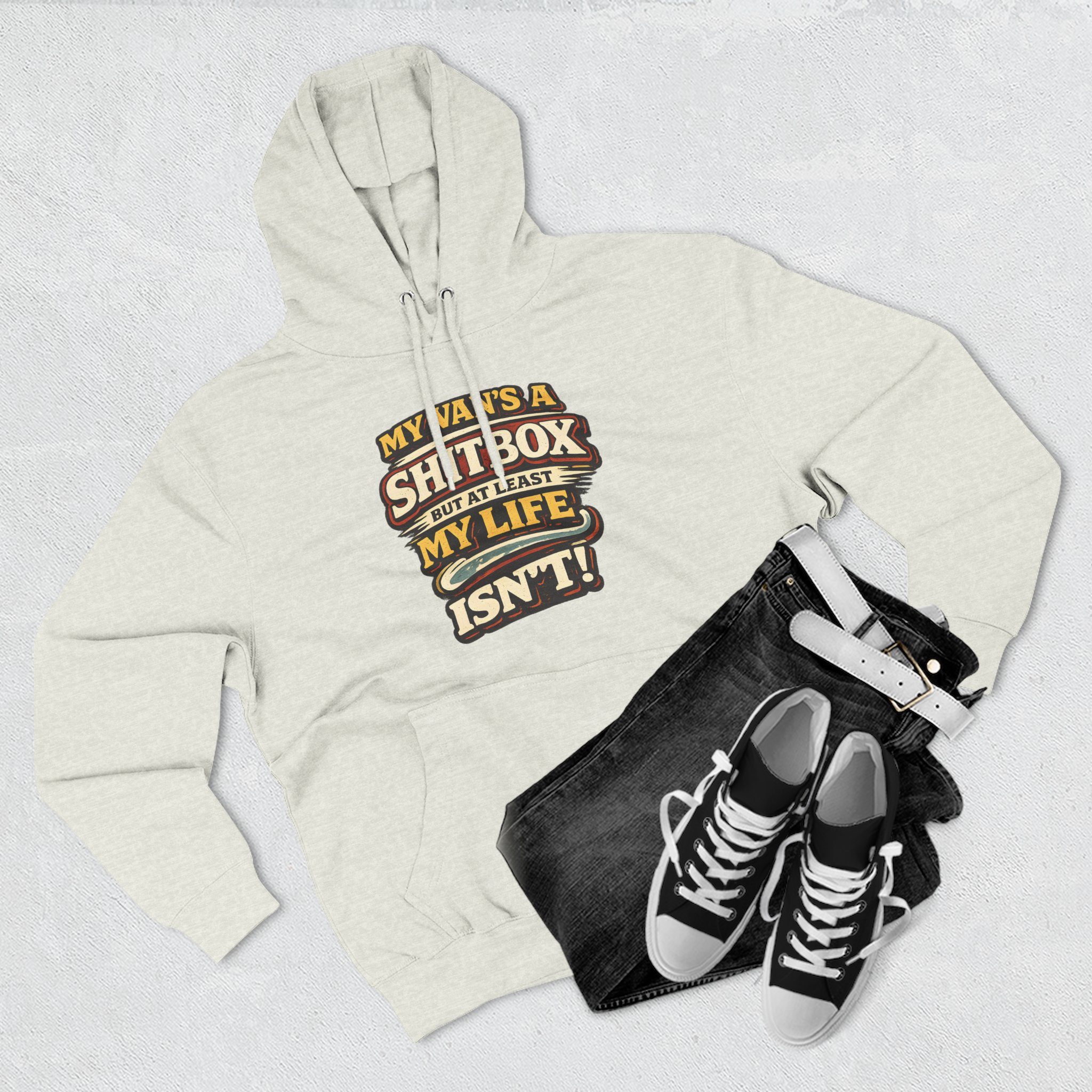 Three-Panel Fleece Hoodie - "My Van`s A Shitbox" Design F**K-Line