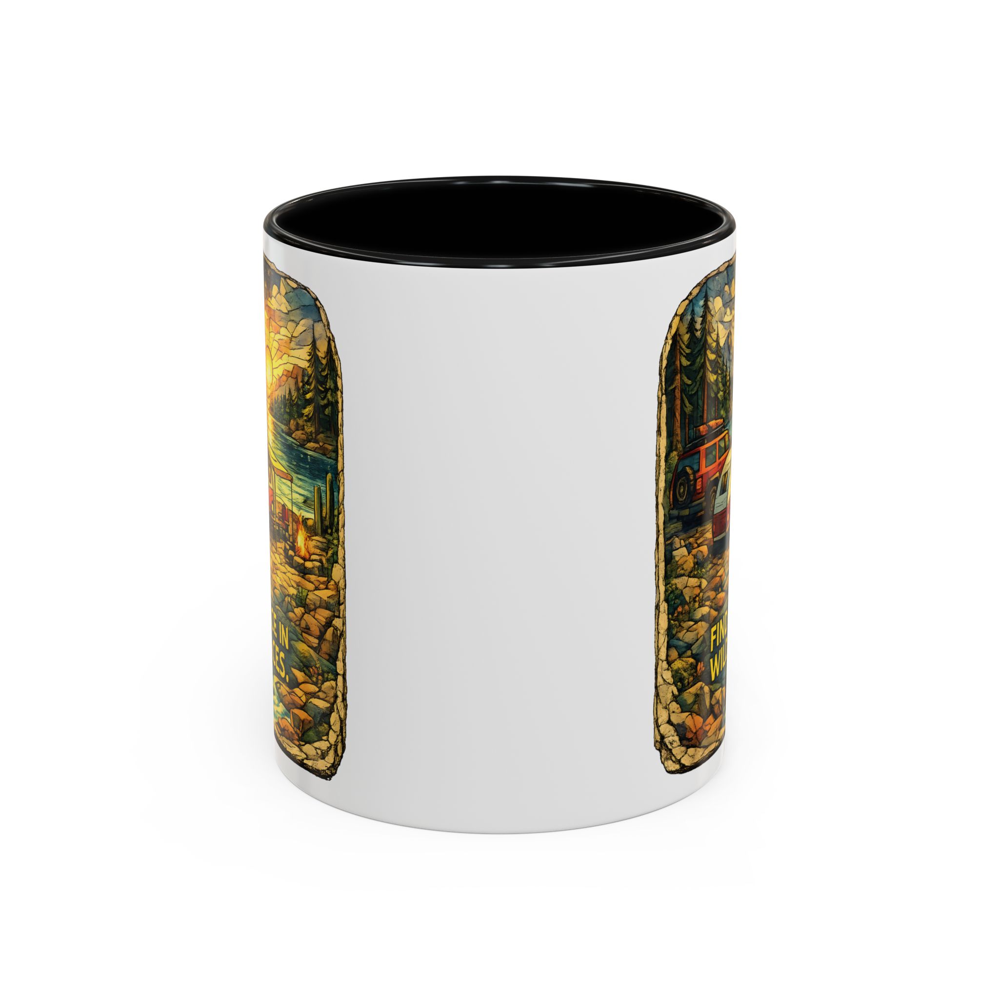 Accent Coffee Mug (11, 15oz) — "Find Peace In Wild Places" Design Cubic-Line