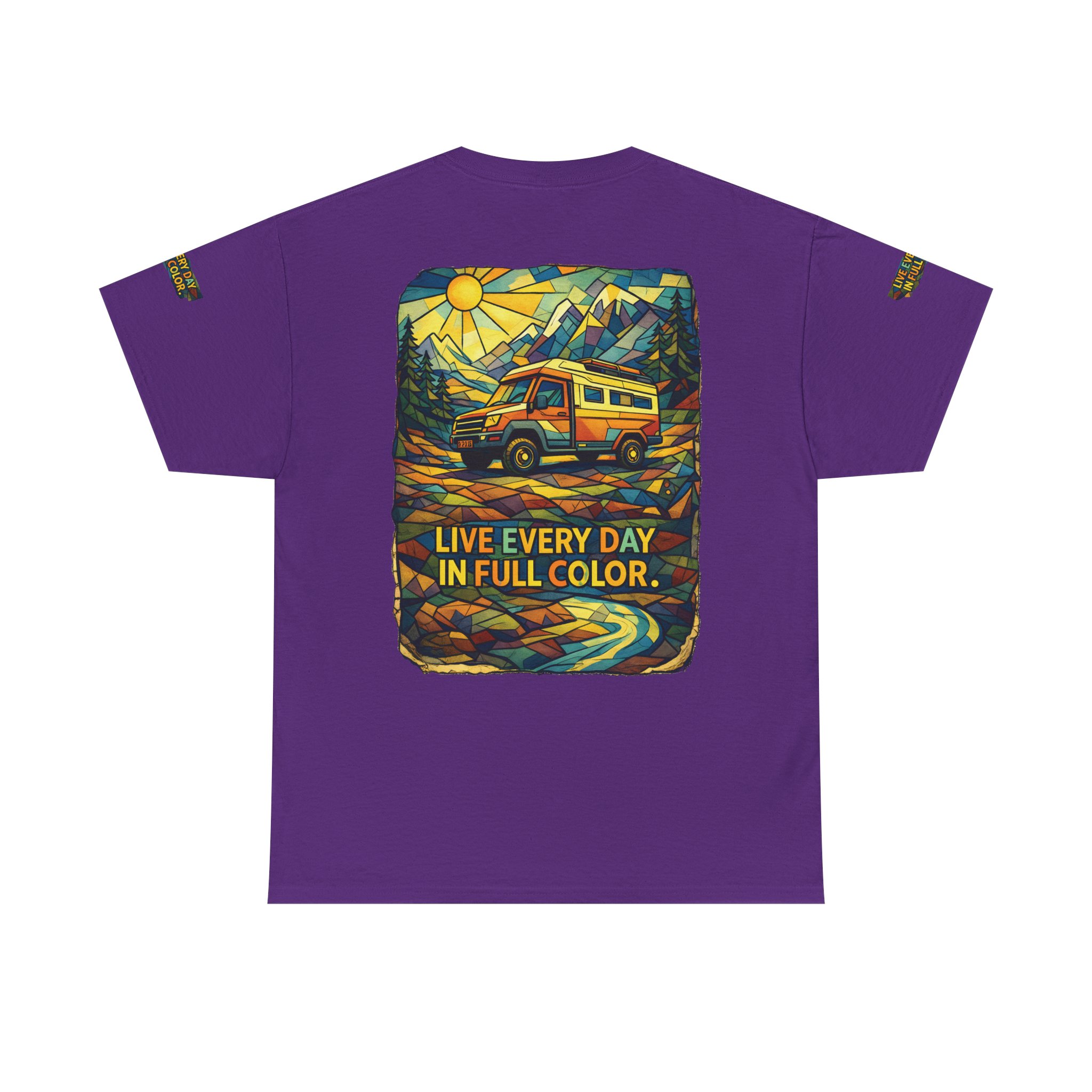 2368568853664117737_2048.jpeg Unisex Heavy Cotton Tee — "Live Life Every Day In Full Color" Design Cubic-Line