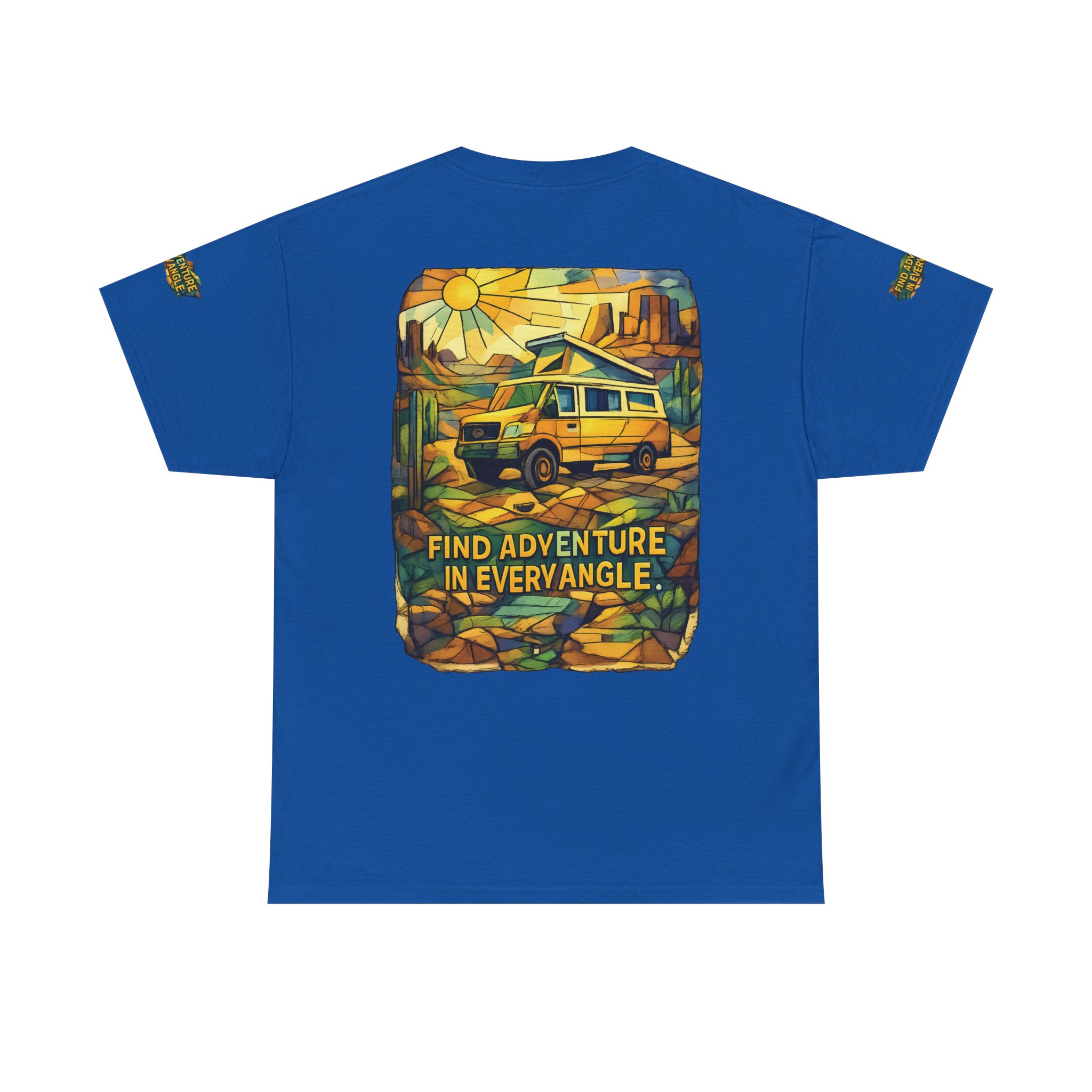 Unisex Heavy Cotton Tee — "Find Adventure In Every Corner" Design Cubic-Line