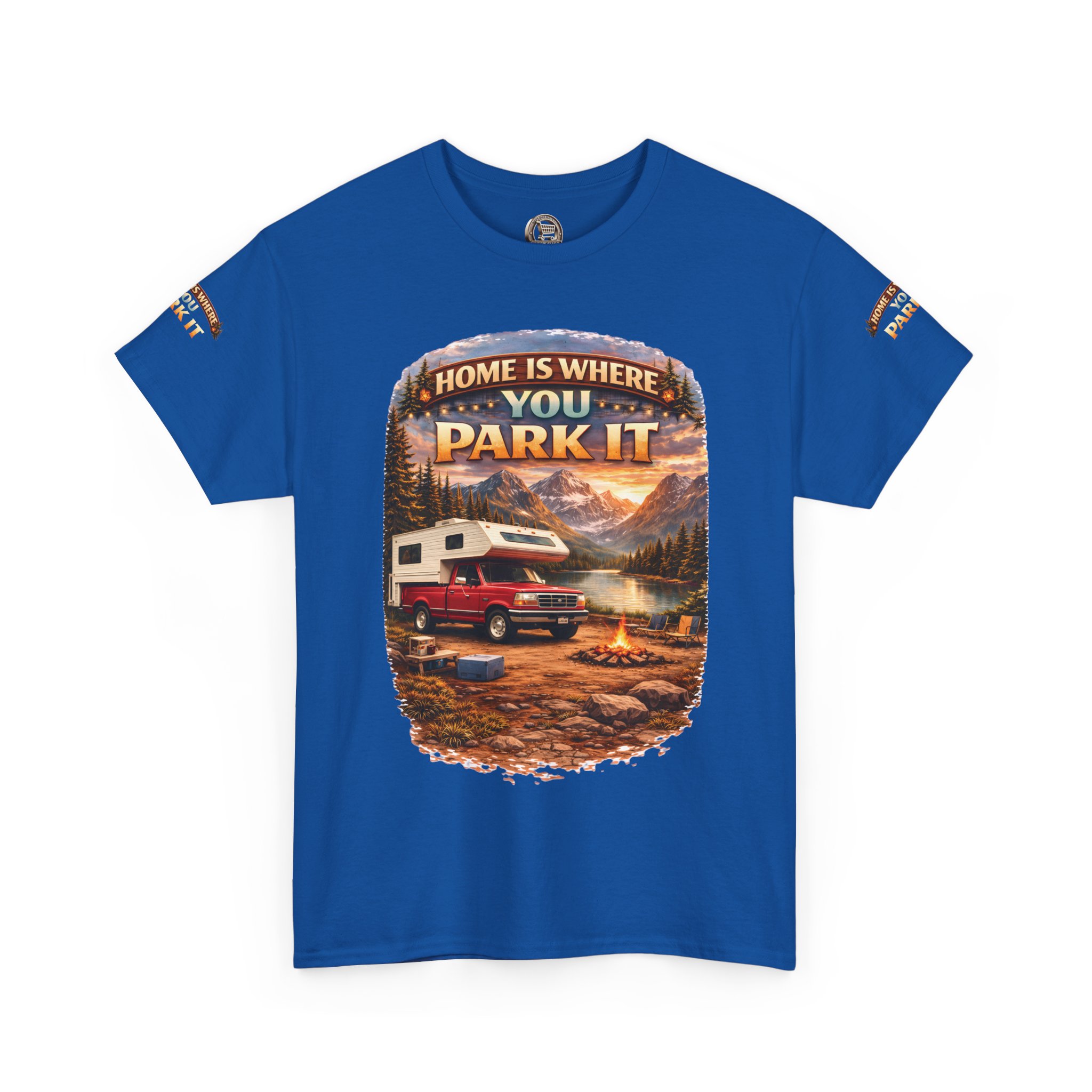 2374699076039201830_2048.jpeg Unisex Heavy Cotton Tee — "Home Is Where You Park It" Design Scenic-Line
