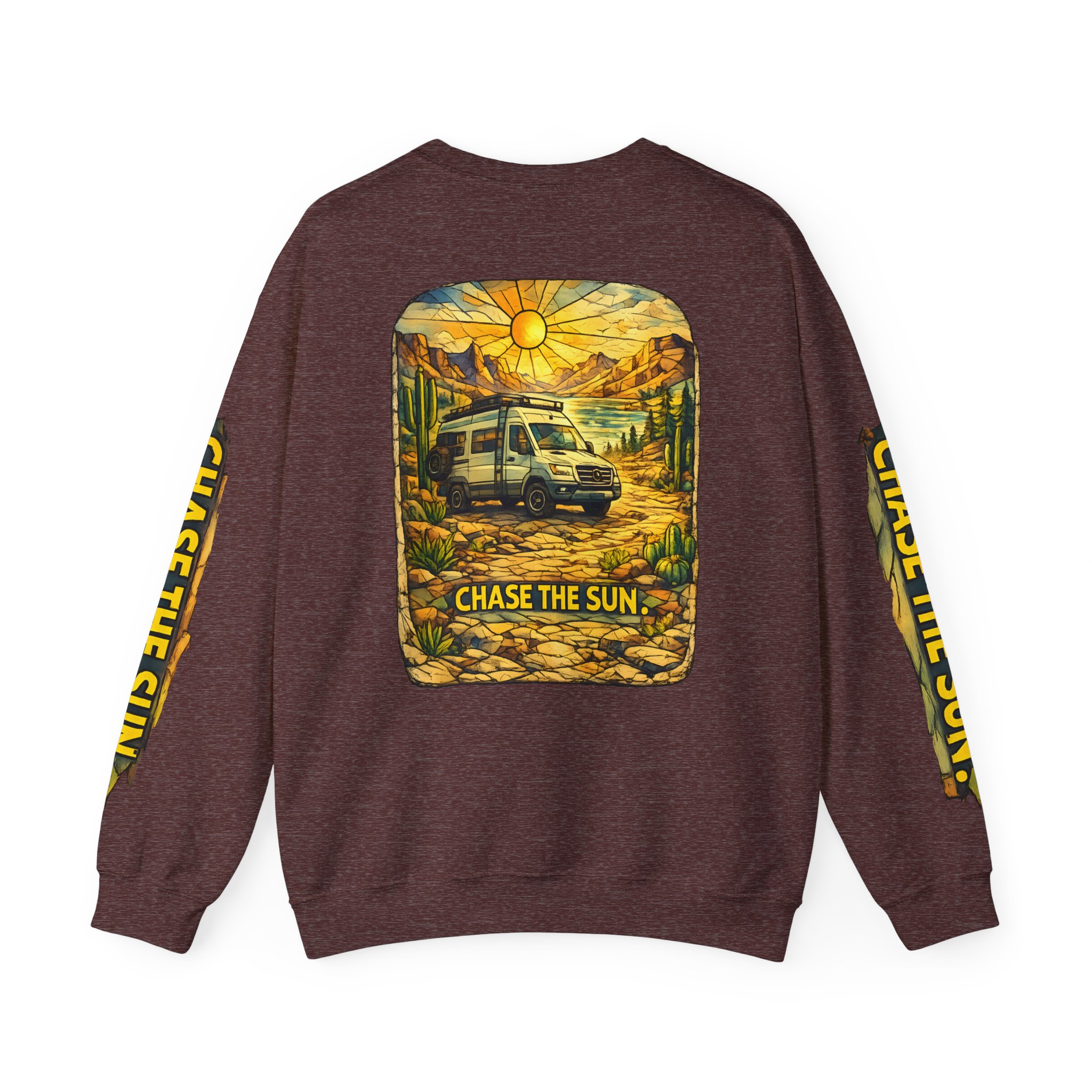 Unisex Heavy Blend™ Crewneck Sweatshirt — "Chase The Sun" Design Cubic-Line