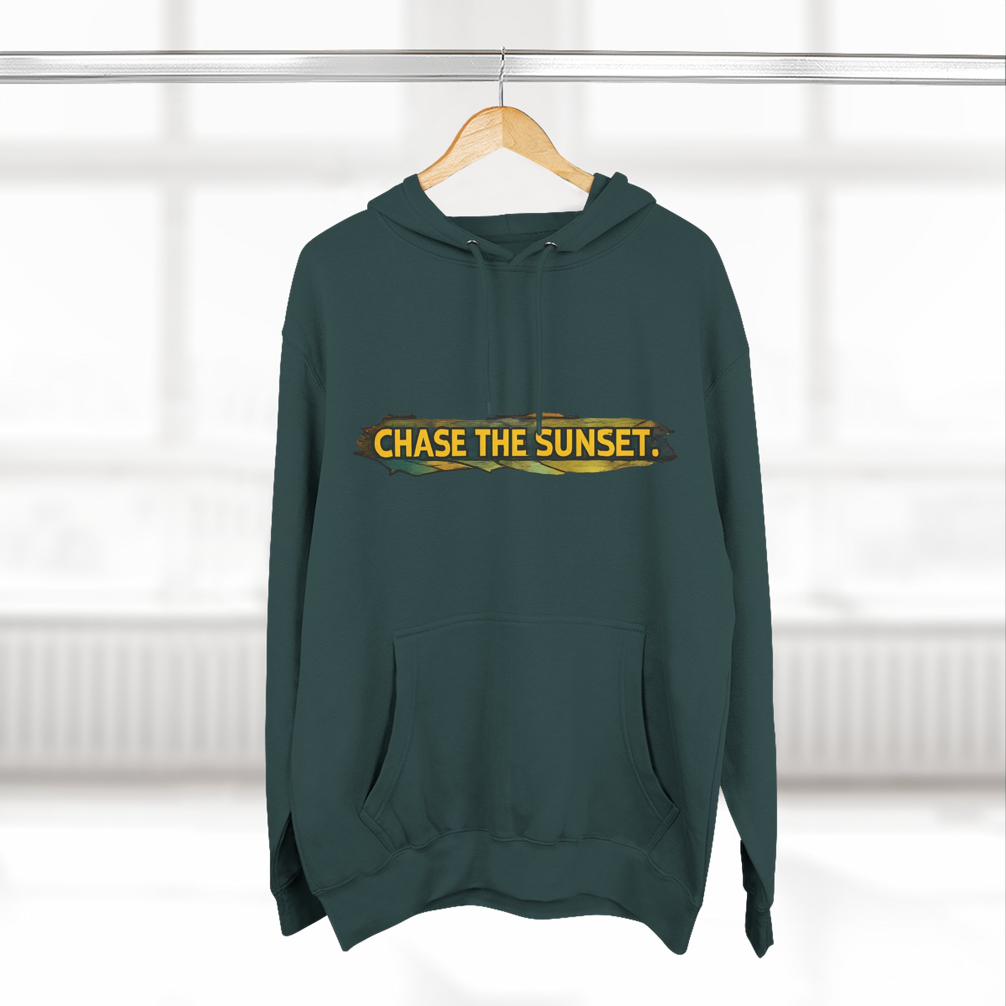 Three-Panel Fleece Hoodie - "Chase The Sunset" Design Cubic-Line