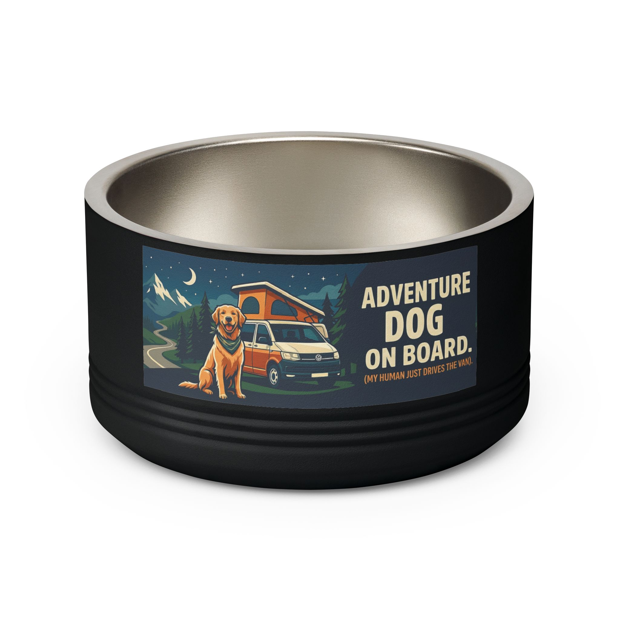Pet Bowl — "Adventure Dog On Board " 18oz Camper & Hiking Dog Travel Bowl
