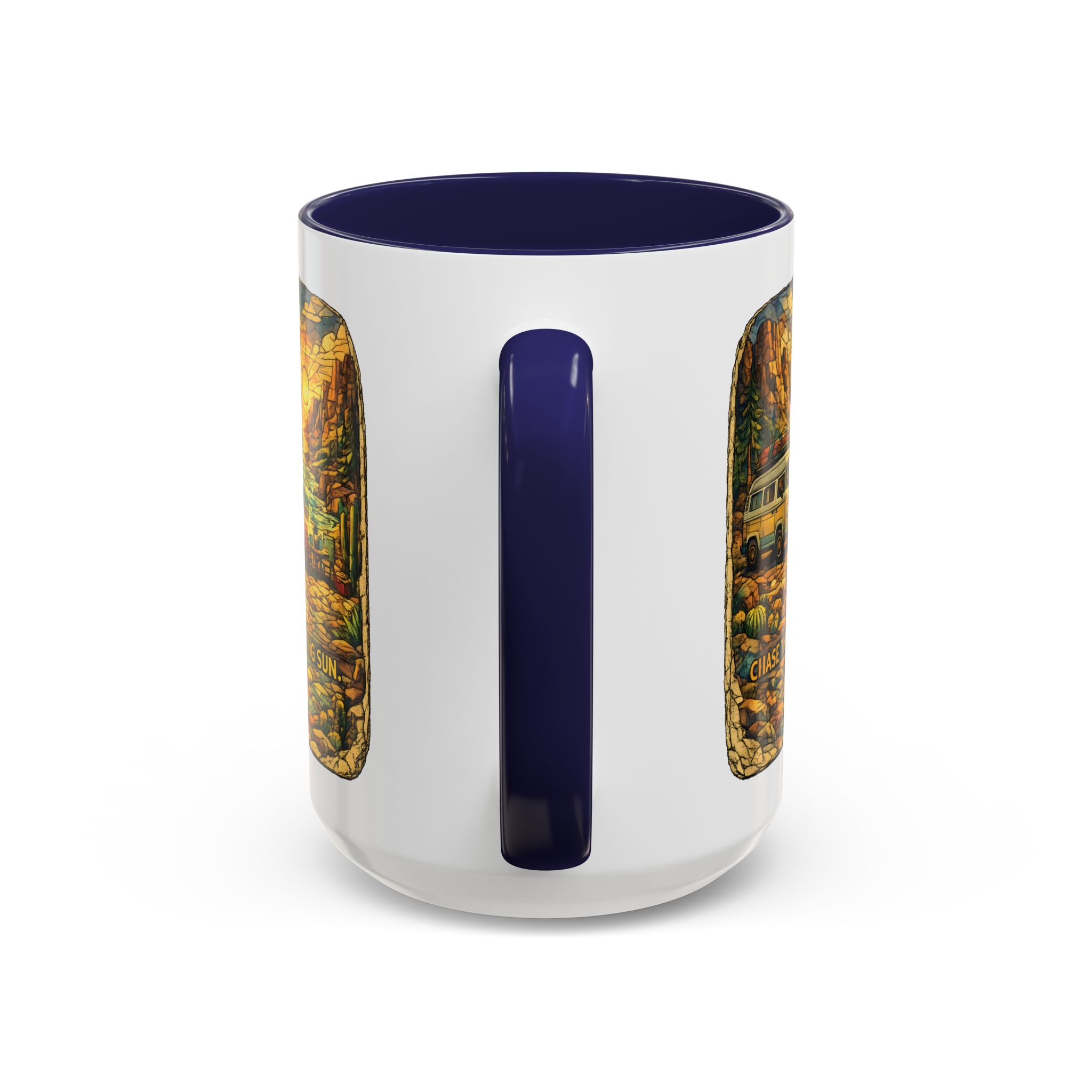 2390753969672379728_2048.jpeg Accent Coffee Mug (11, 15oz) — "Chase The Settings Sun" Design Cubic-Line