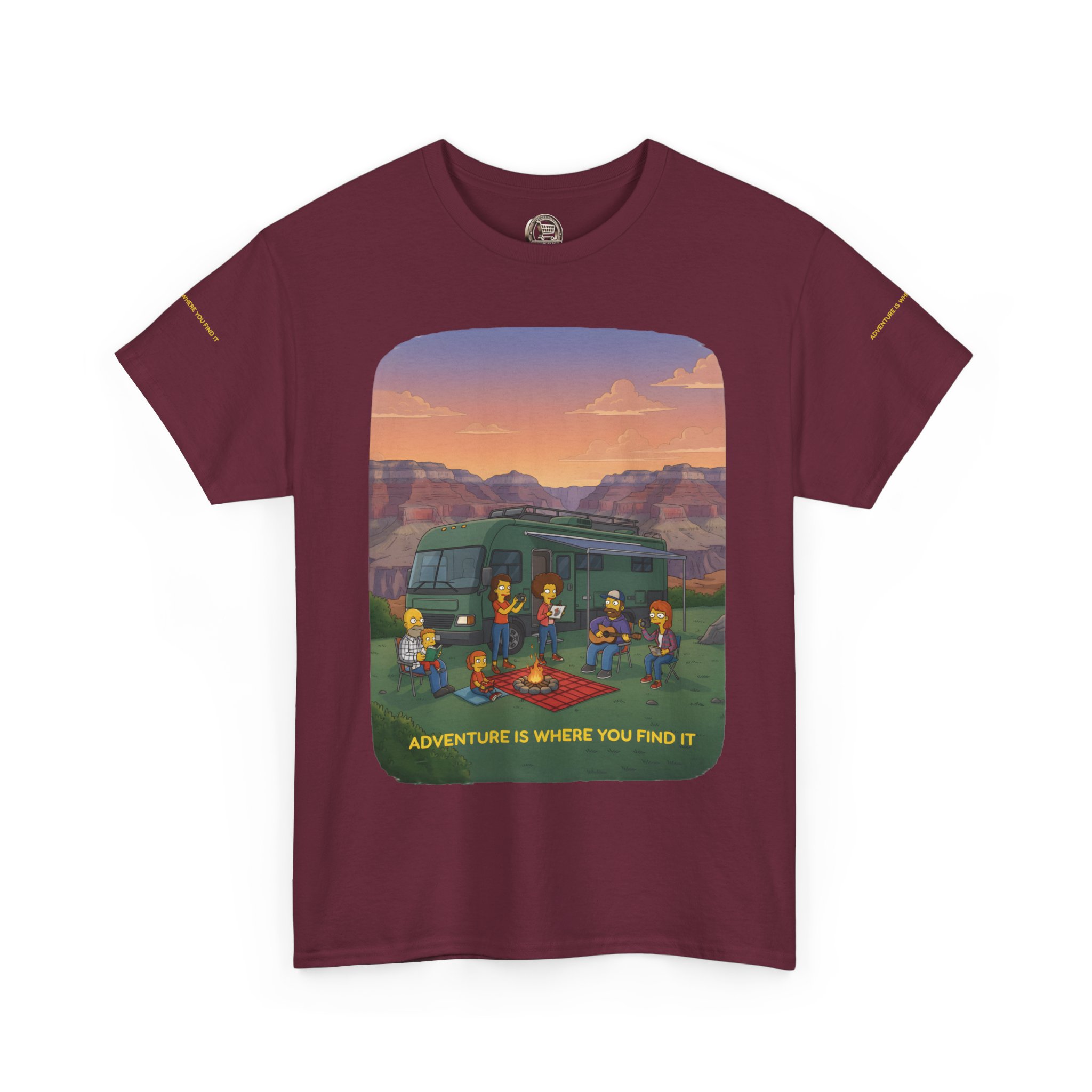 Unisex Heavy Cotton Tee — "Adventure Is Where You Find It" Design Sitcom-Line