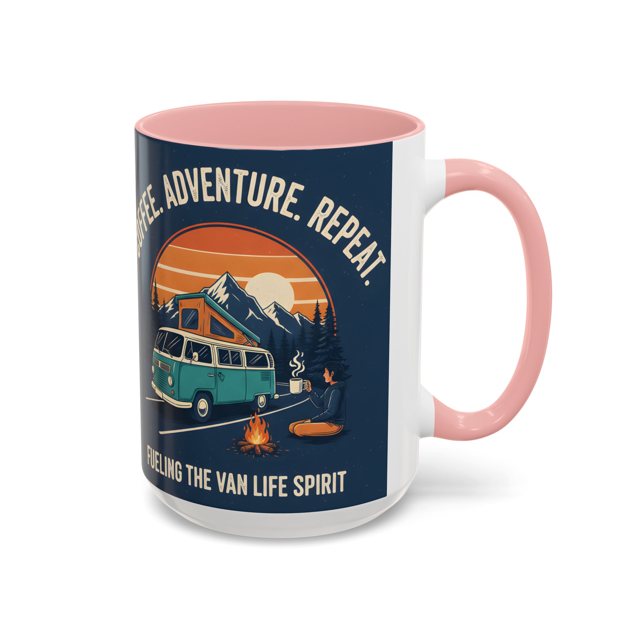 Accent Coffee Mug (11, 15oz) - "Coffee. Adventure. Repeat."