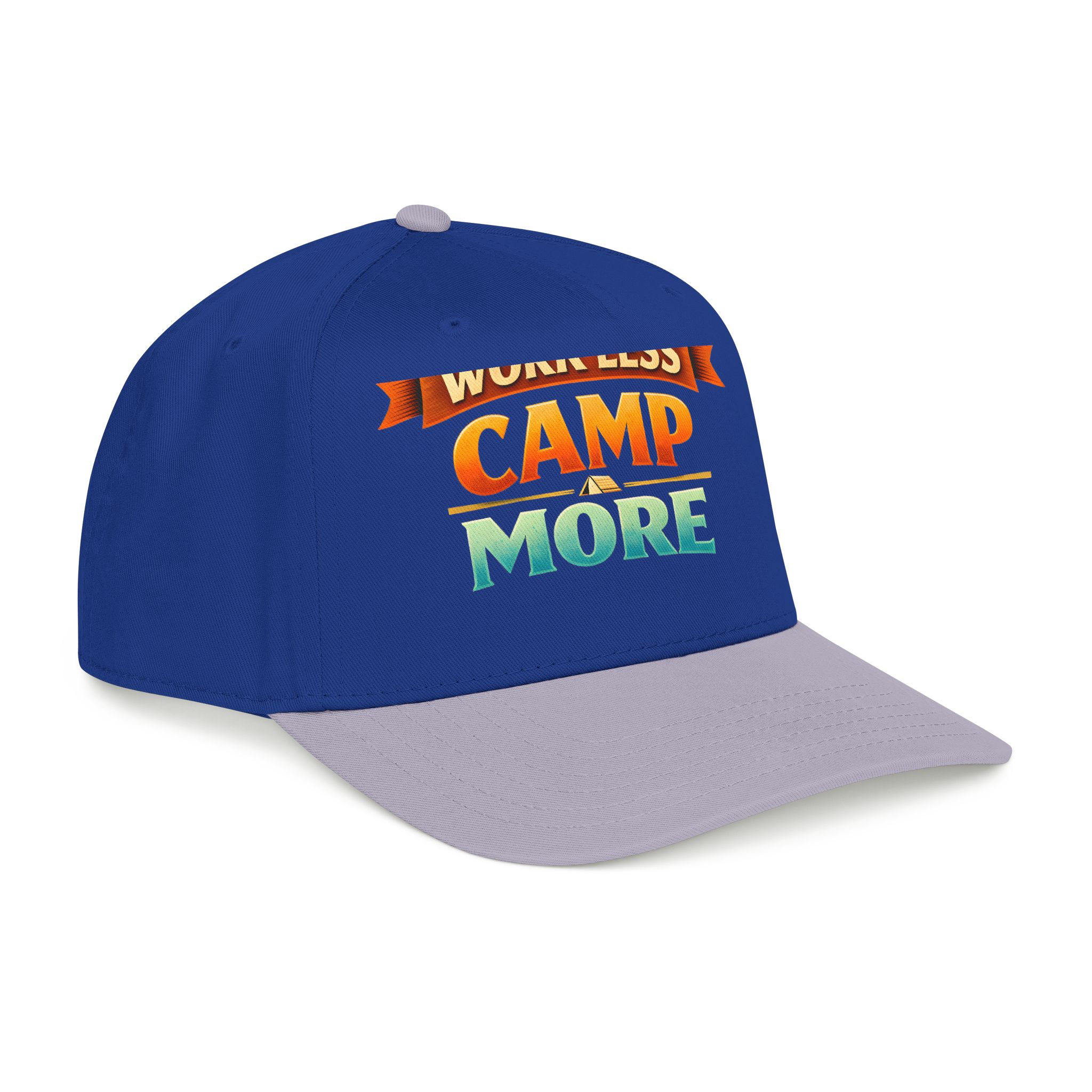 Baseball Cap - "Work Less-Camp More" Design Scenic-Line