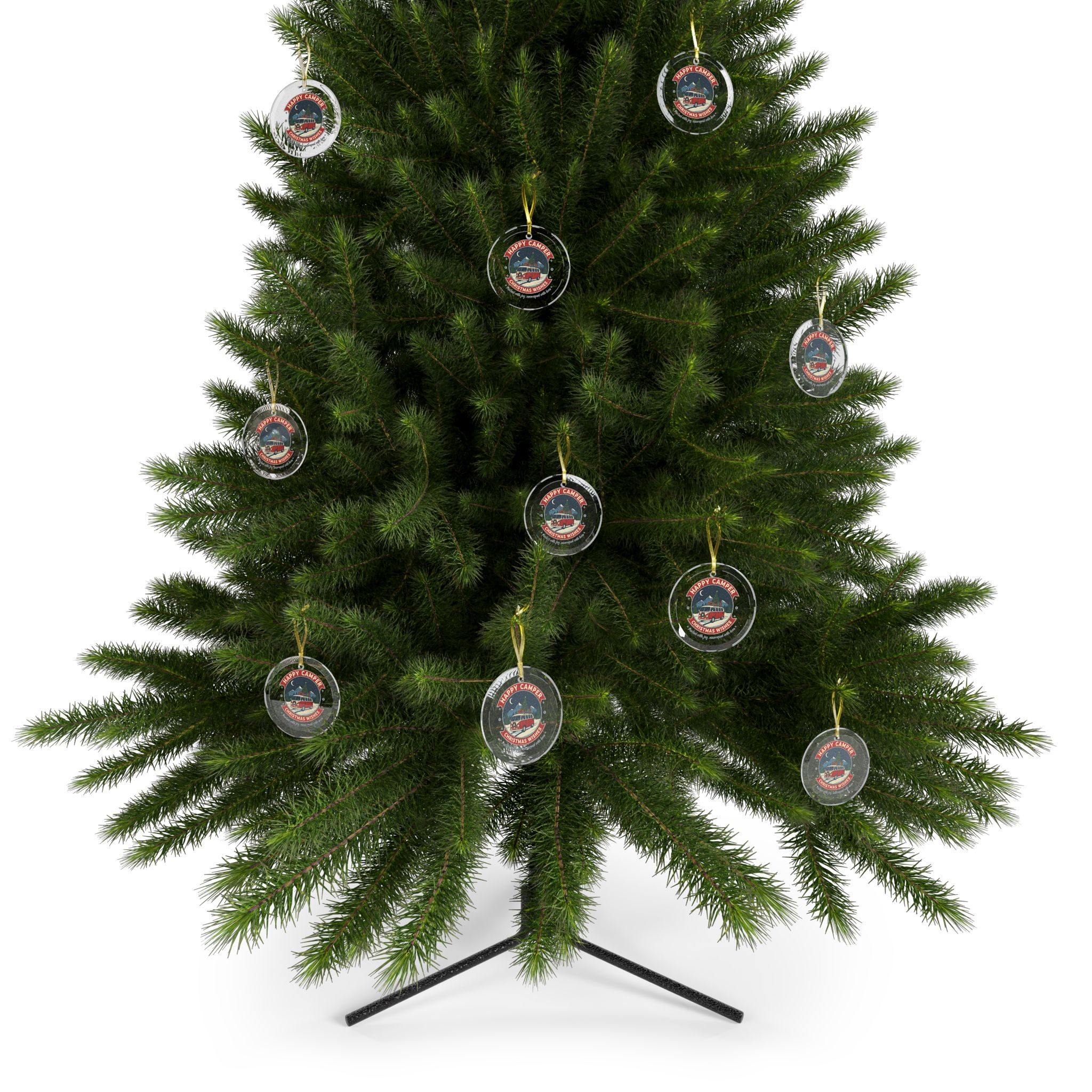 Glass Ornaments "Happy Camper-Christmas Wishes
