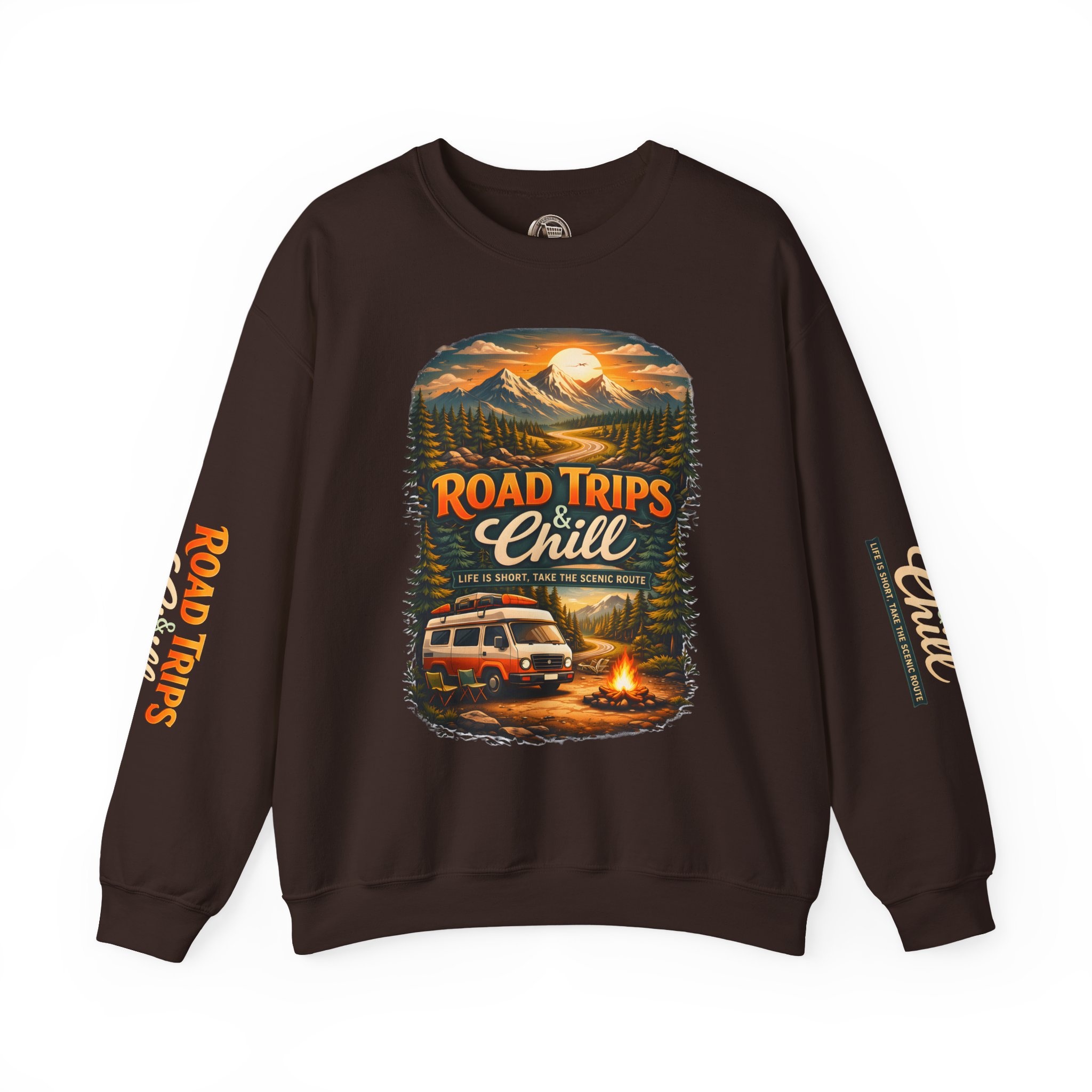 2416110915333397449_2048.jpeg Unisex Heavy Blend™ Crewneck Sweatshirt — "Road Trips & Chill" Design Scenic-Line