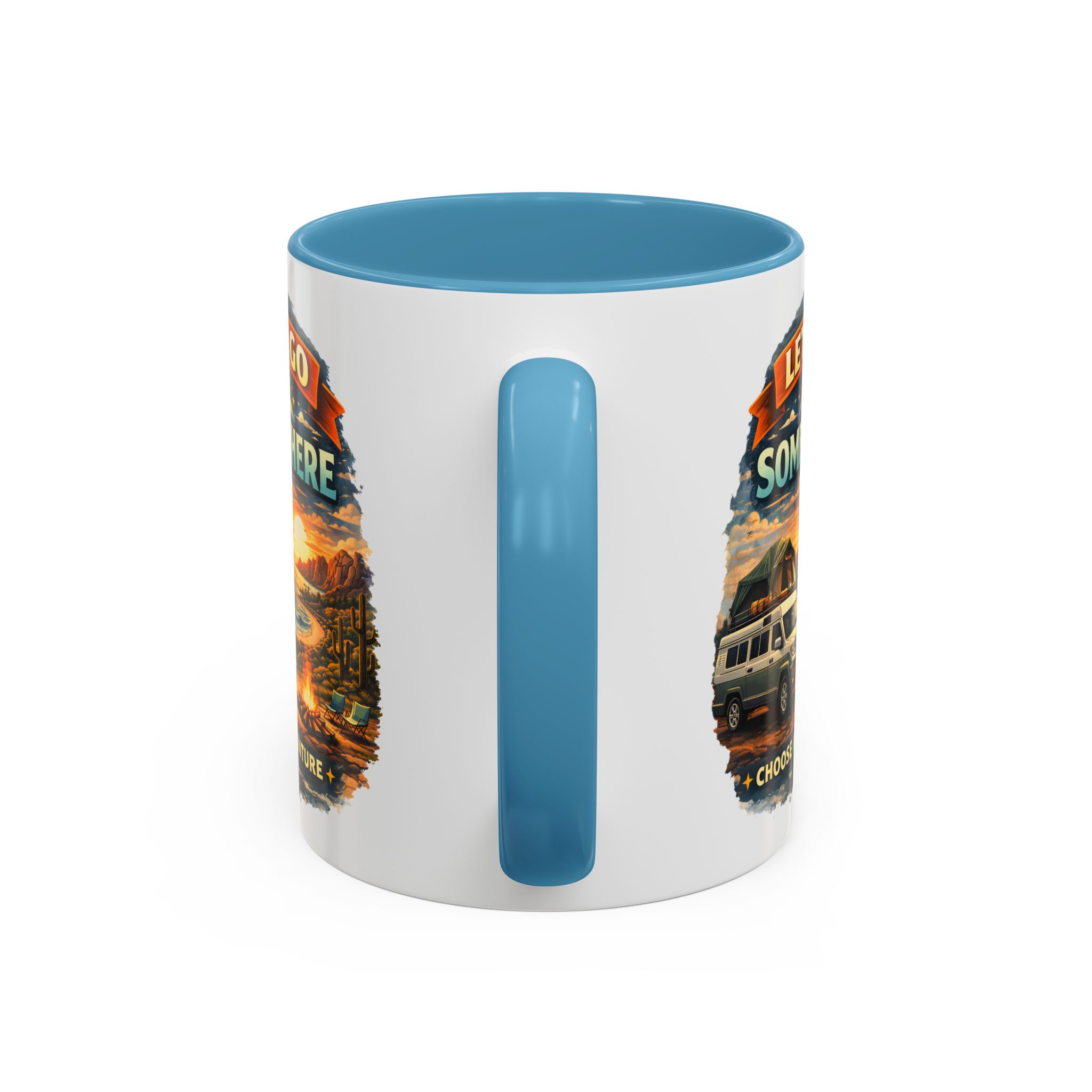 Accent Coffee Mug (11, 15oz) — "Lets Go Somewhere" Design Scenic-Line