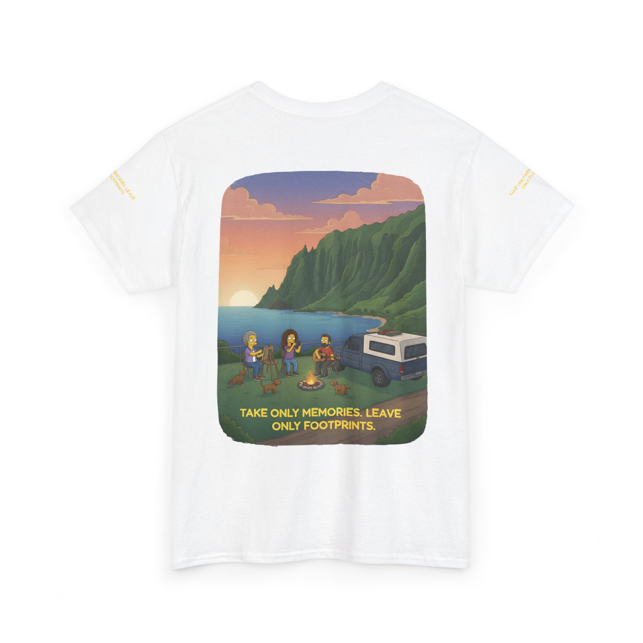 Unisex Heavy Cotton Tee — "Take Only Memories-Leave Only Footprints" Design Sitcom-Line