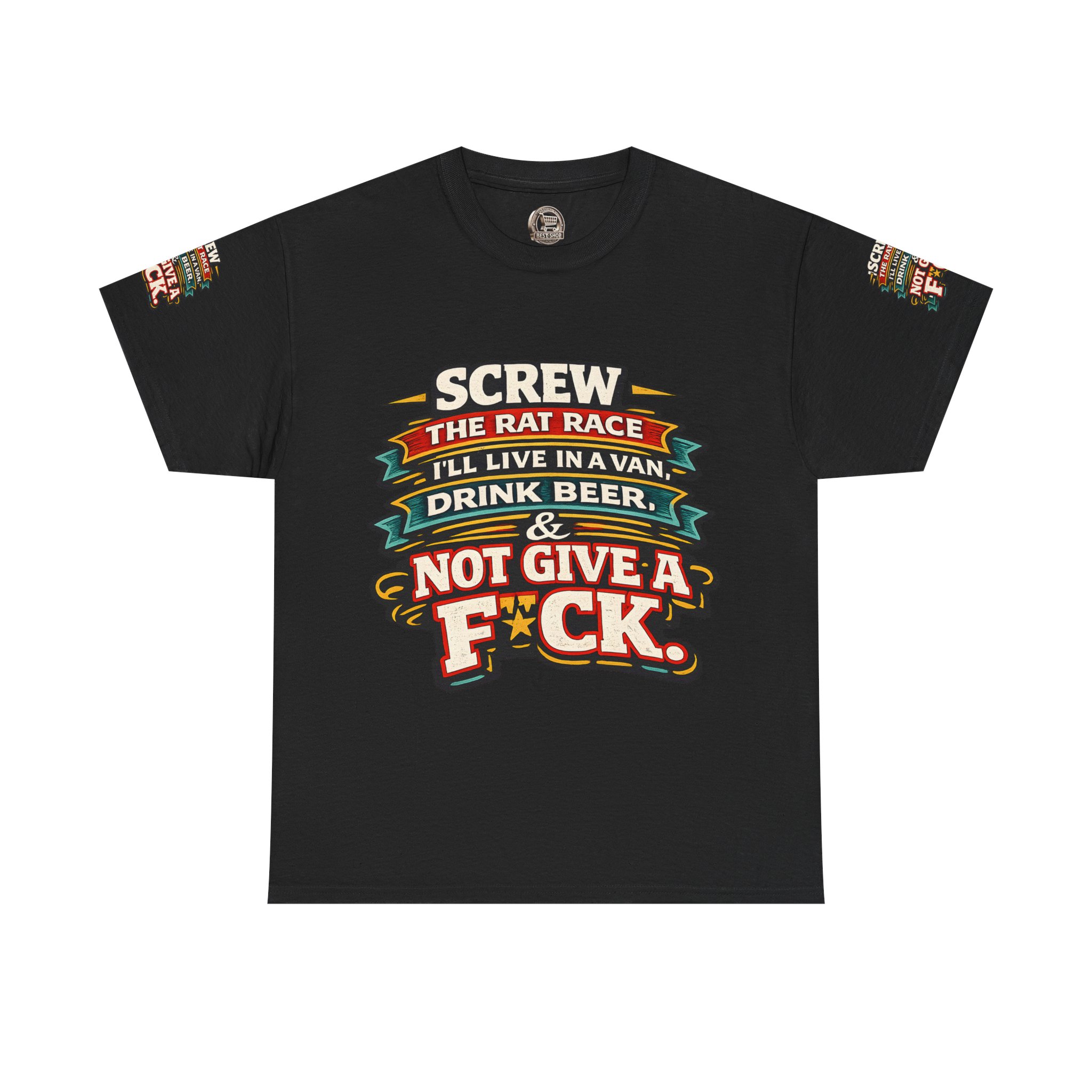 Unisex Heavy Cotton Tee — "Screw The Rat Race" Design F**K-Line