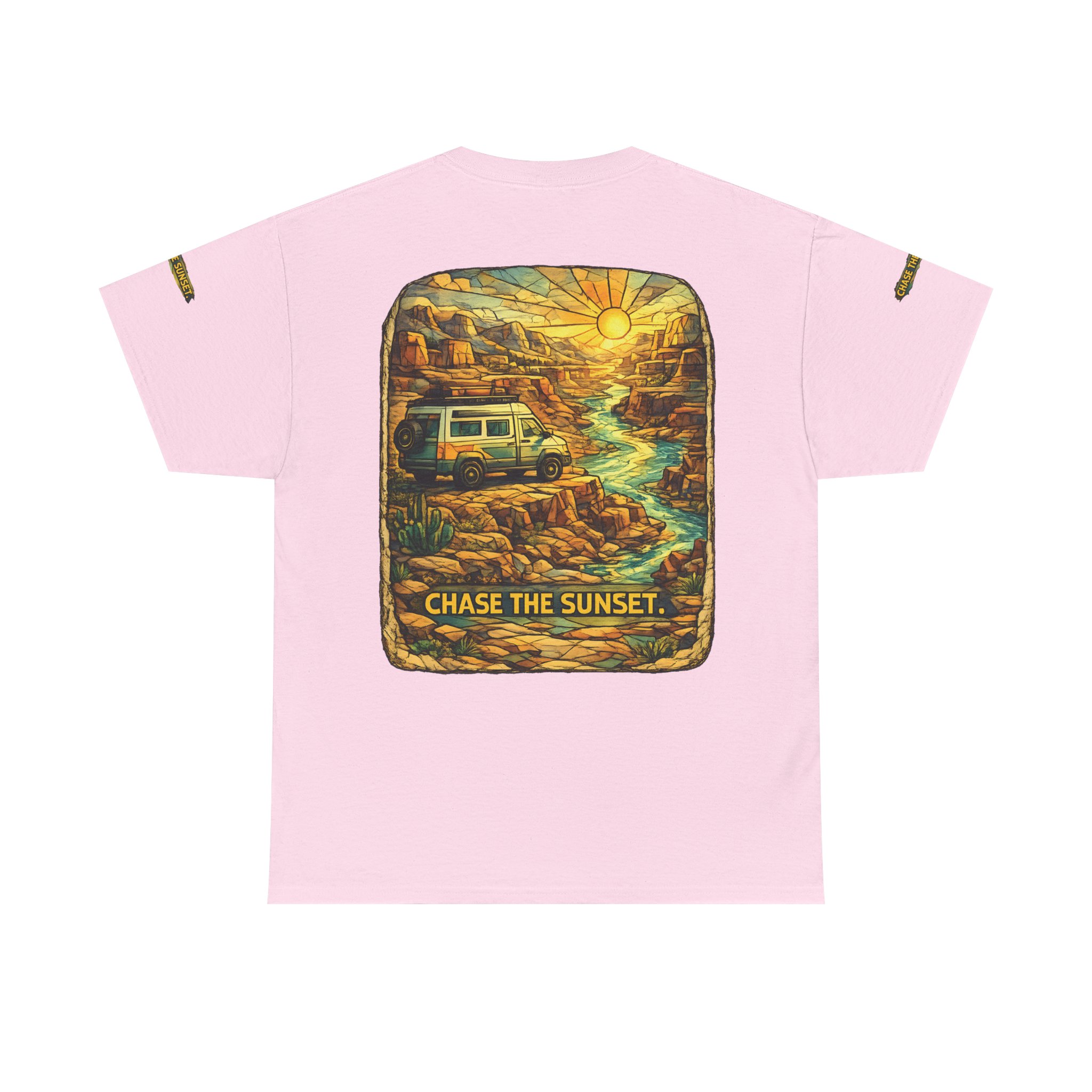 2422984613769512453_2048.jpeg Unisex Heavy Cotton Tee — "Chase The Sunset" Design Cubic-Line