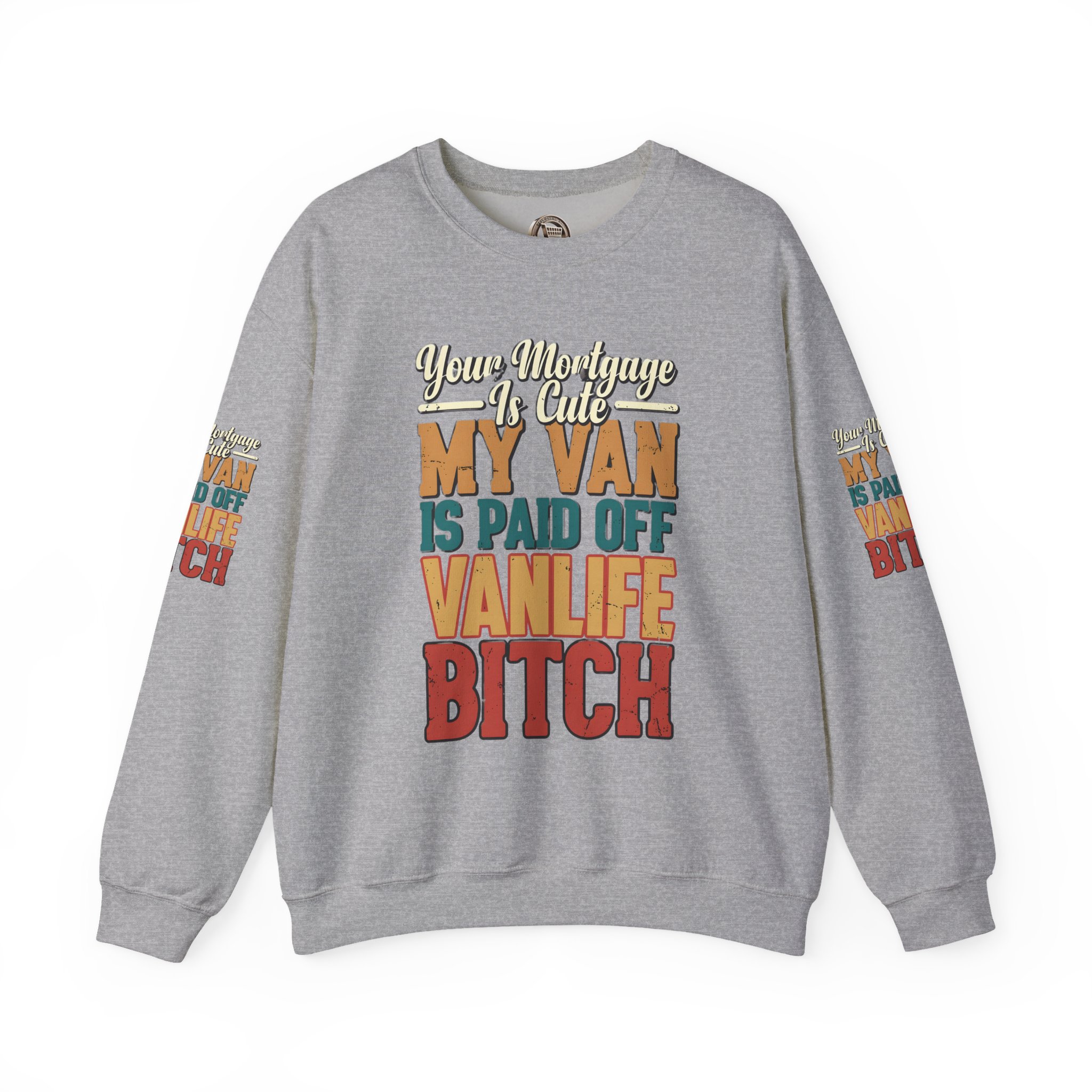 Unisex Heavy Blend™ Crewneck Sweatshirt — "Your Mortgage Is Cute" Design F**K-Line