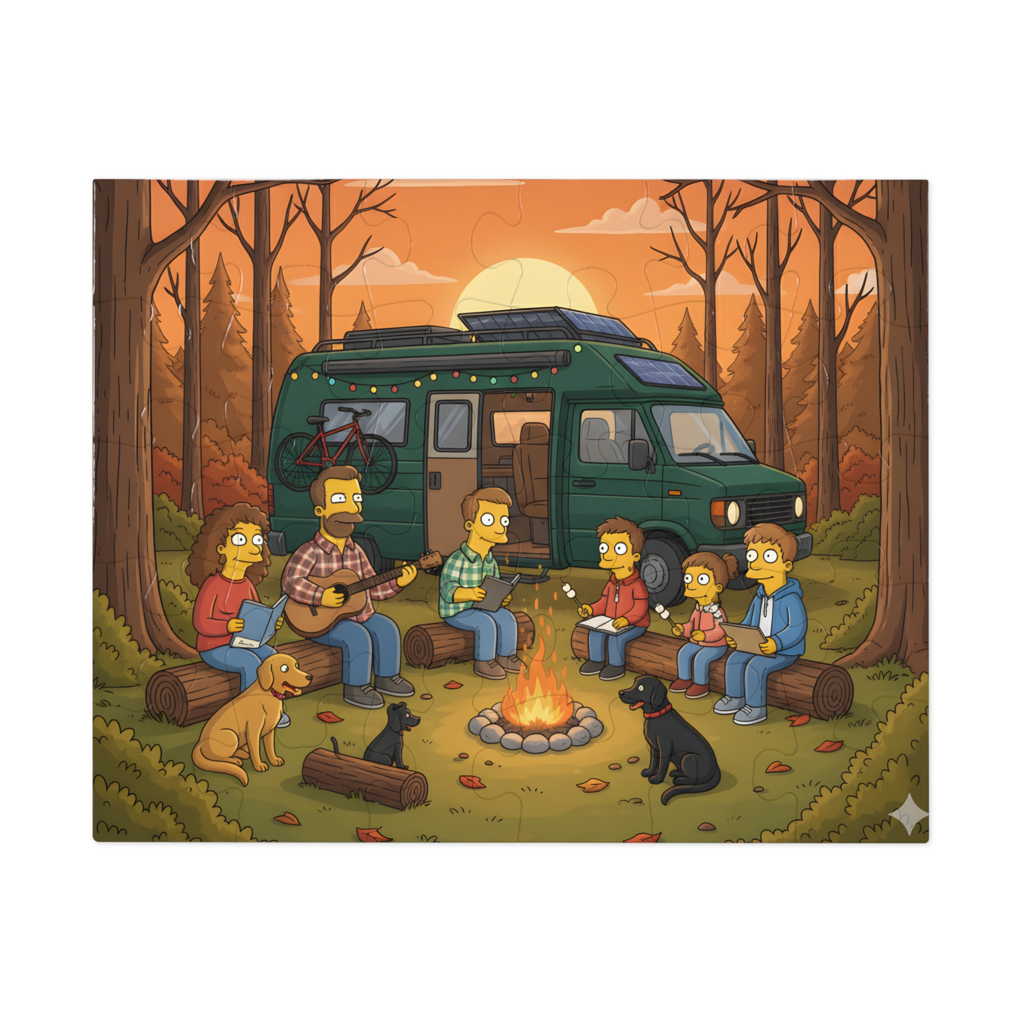 Jigsaw Puzzle with Tin — Scenic Camper Van Campfire