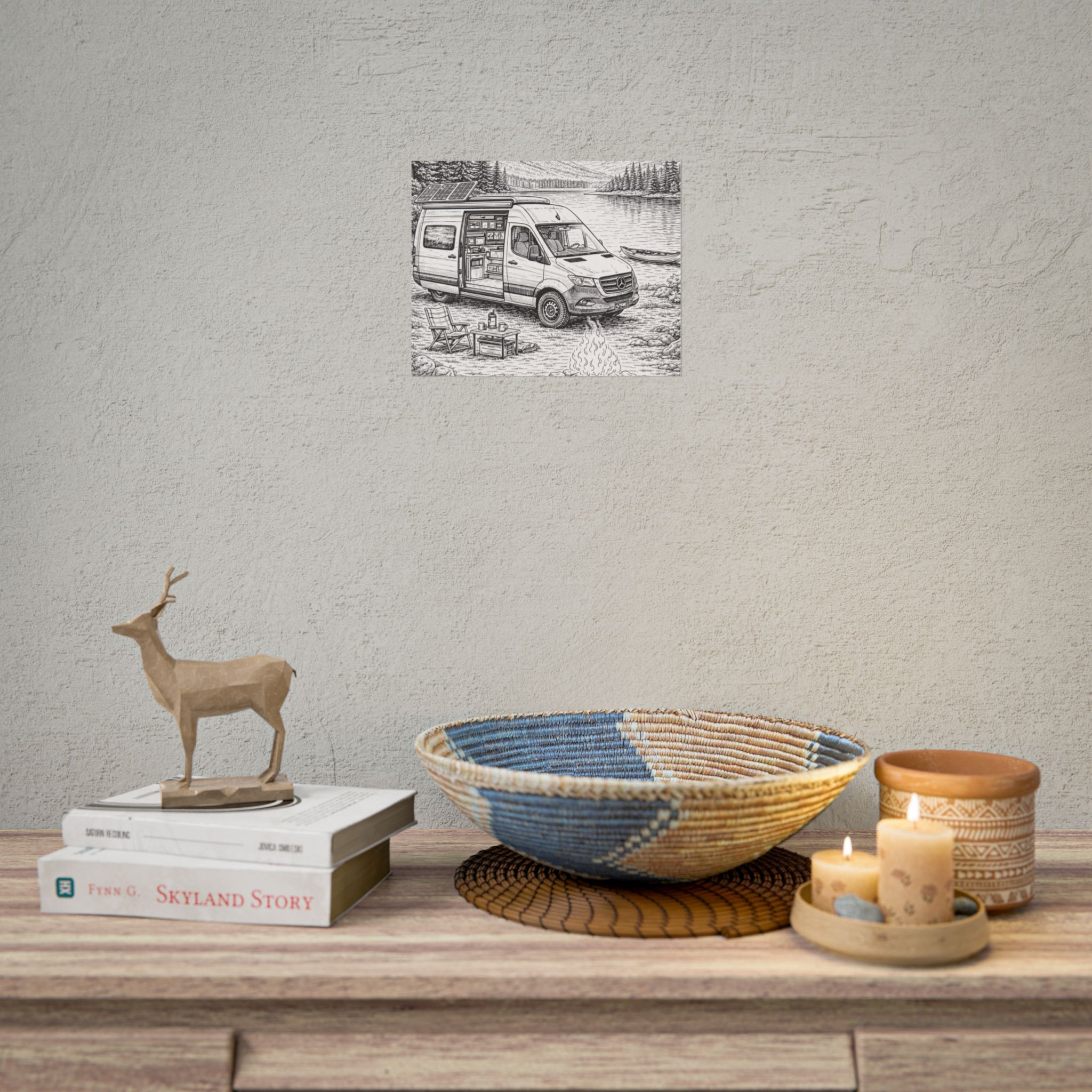 Campervan Poster — Vintage RV Camping Landscape Wall Art