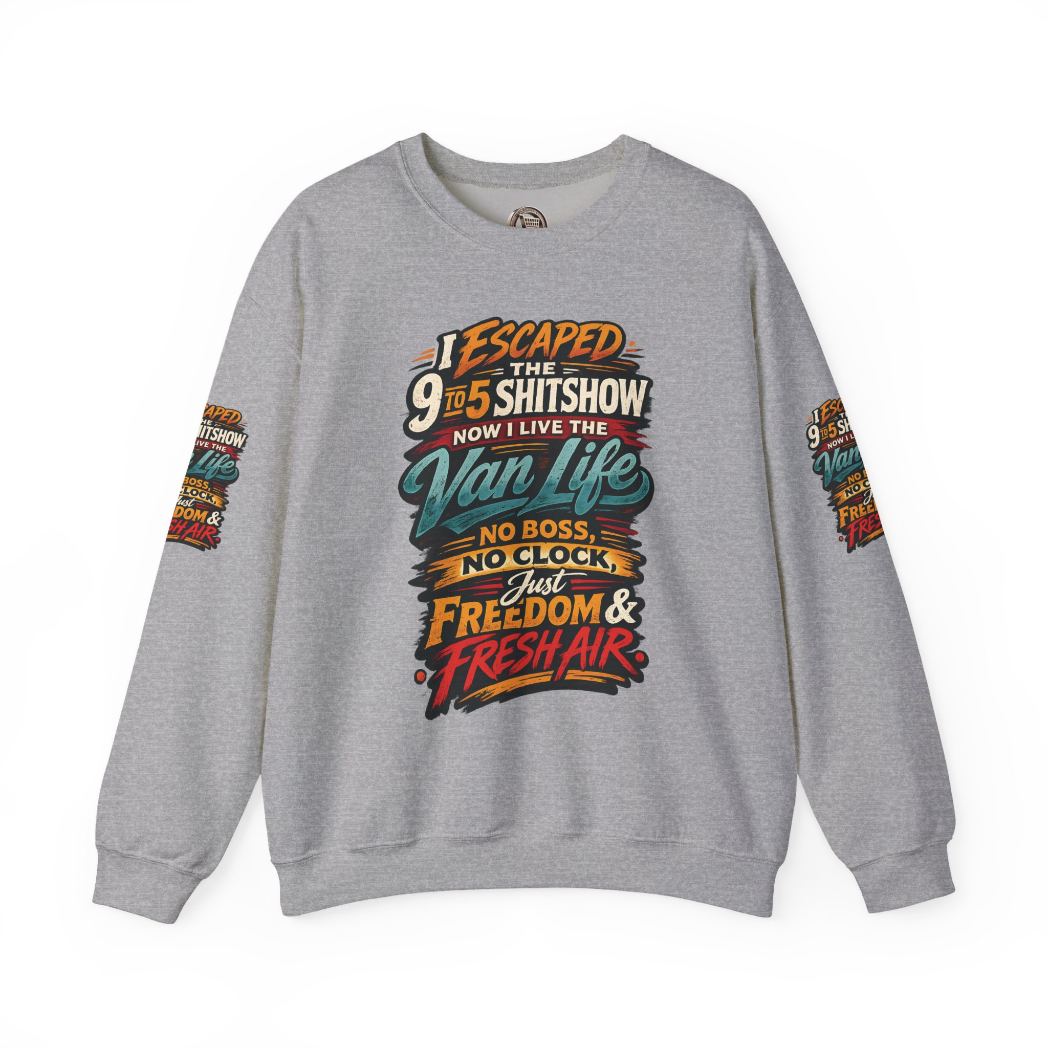 2452127308348627995_2048.jpeg Unisex Heavy Blend™ Crewneck Sweatshirt — "I Escaped The 9 To 5" Design F**K-Line