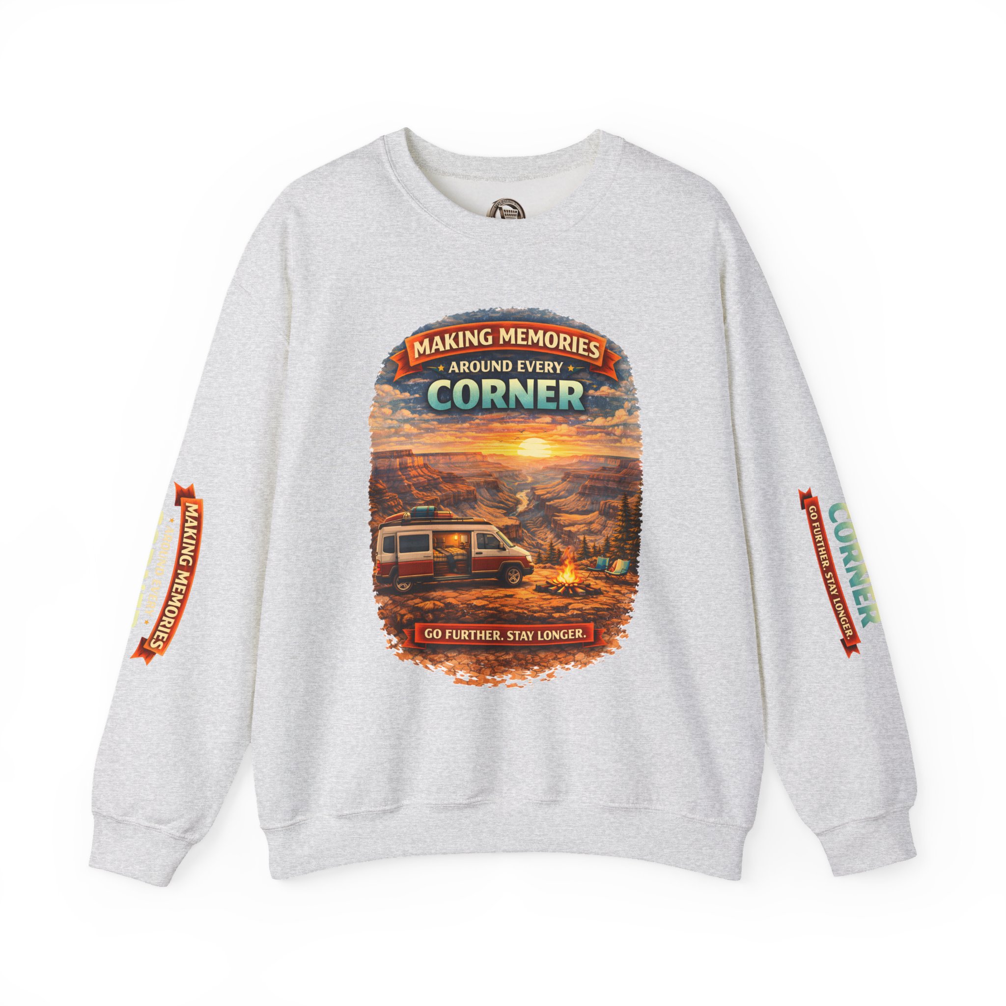 Unisex Heavy Blend™ Crewneck Sweatshirt — "Making Memories Around Every Corner" Design Scenic-Line
