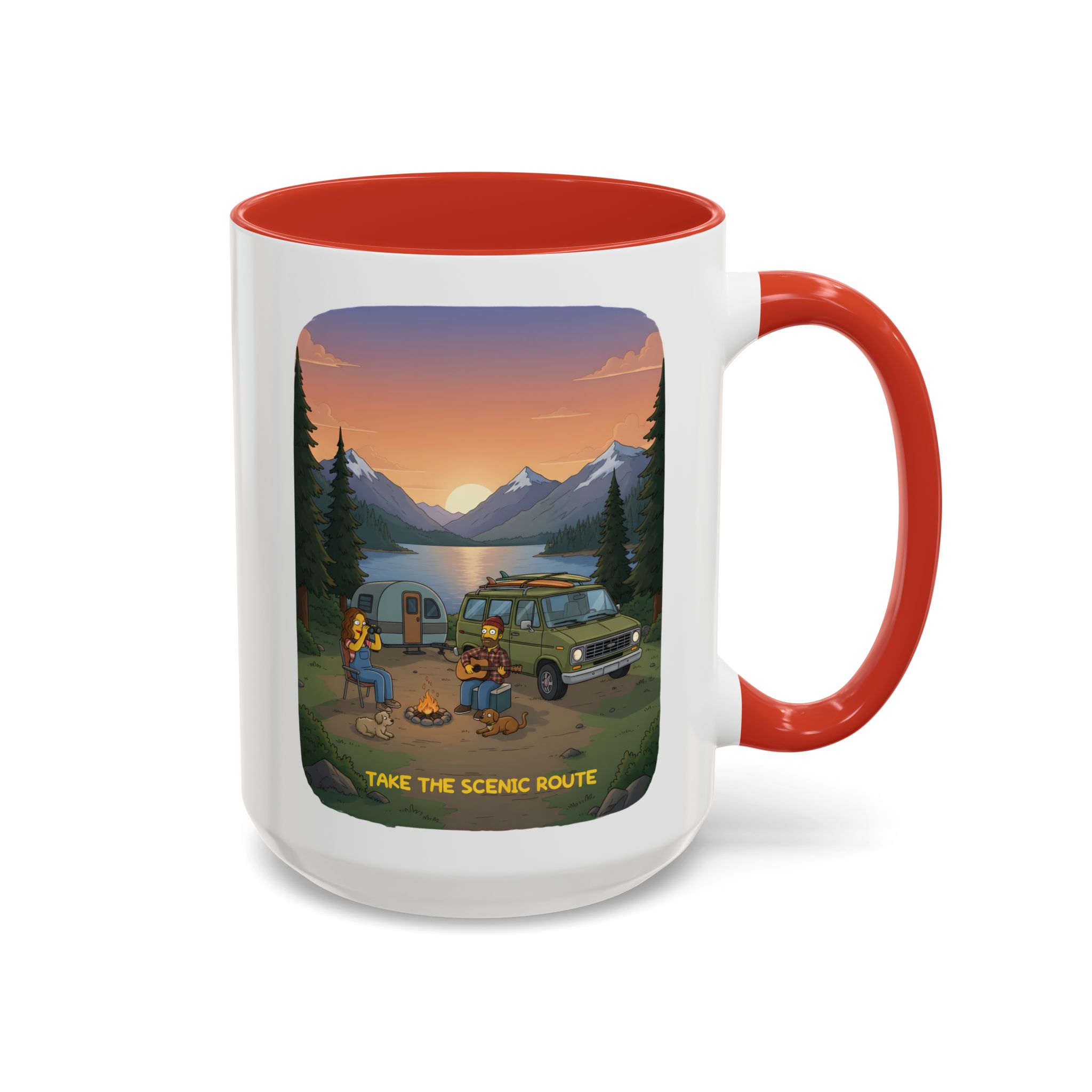 245948043543900042_2048.jpeg Accent Coffee Mug (11, 15oz) — "Take The Scenic Route" Design Sitcom-Line