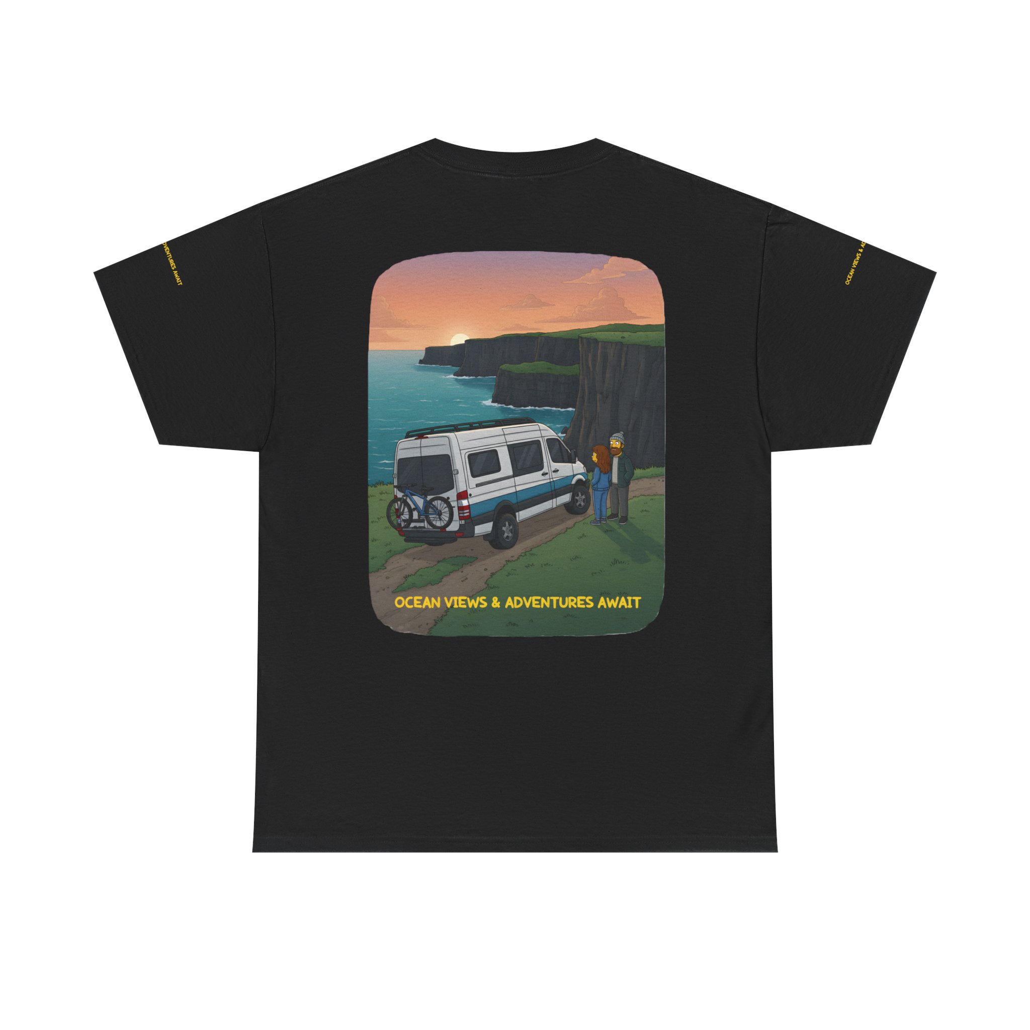 Unisex Heavy Cotton Tee — "Ocean Views-Adventures Awaits" Design Sitcom-Line