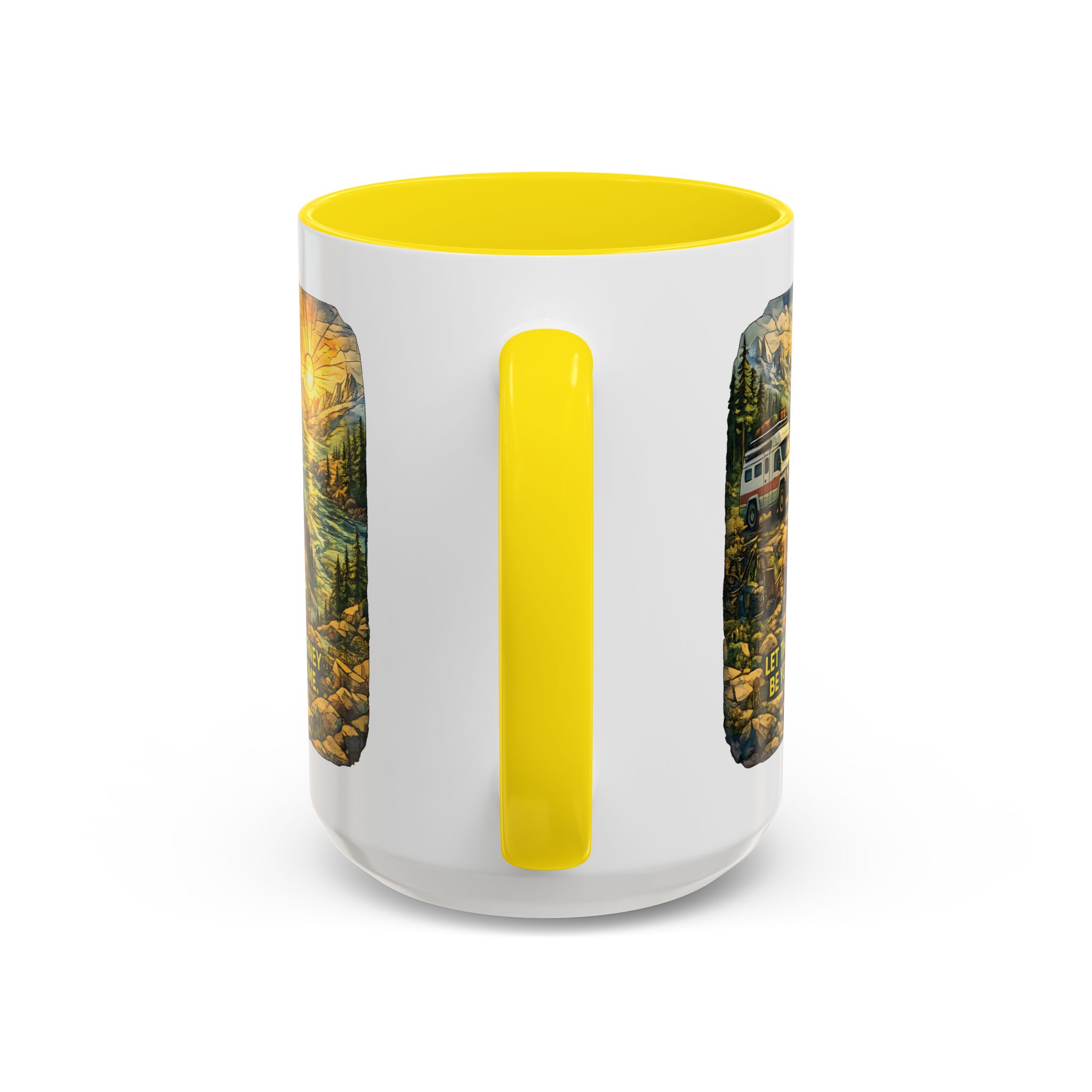Accent Coffee Mug (11, 15oz) — "Let The Journey Be Your Home" Design Cubic-Line