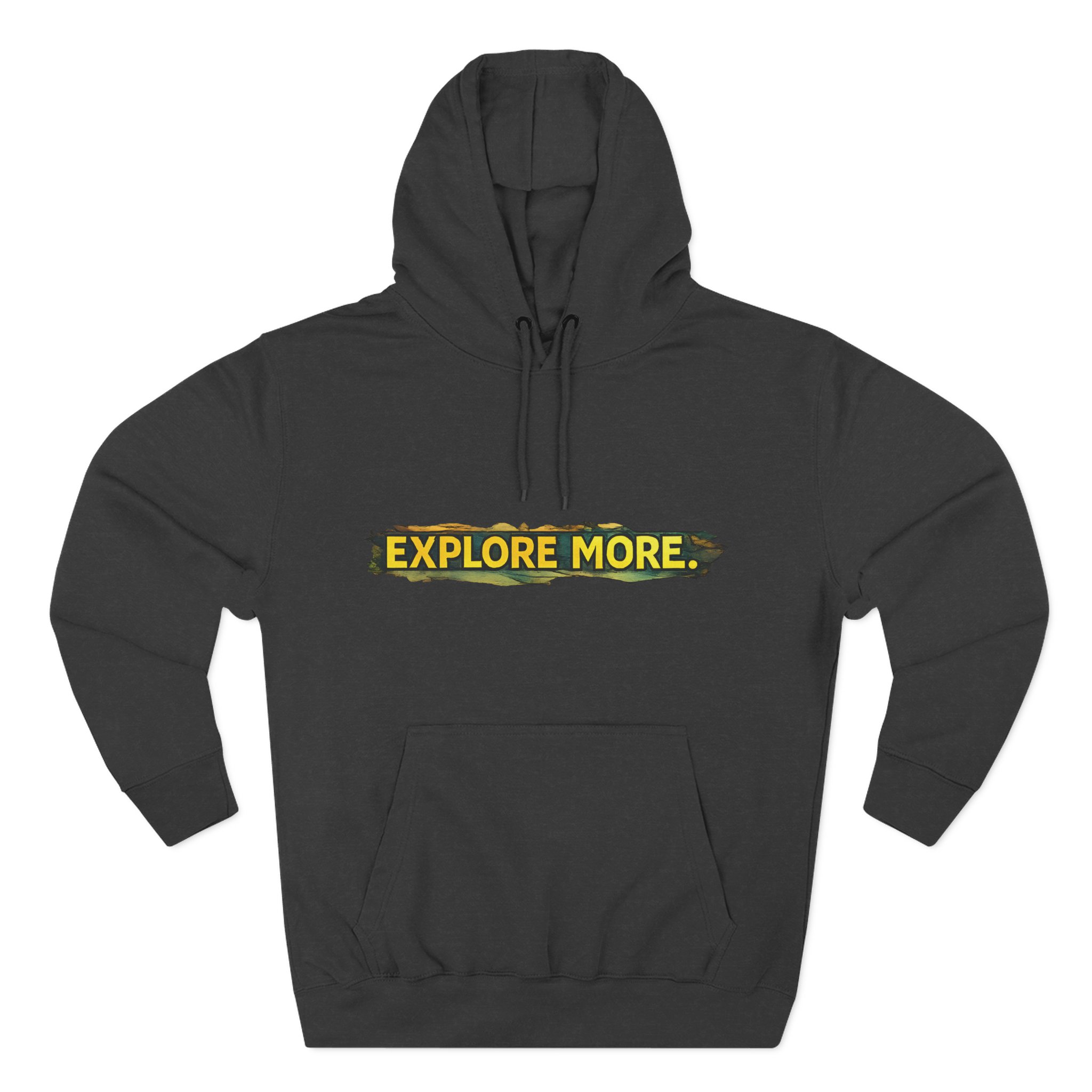 Three-Panel Fleece Hoodie - "Explore More" Design Cubic-Line