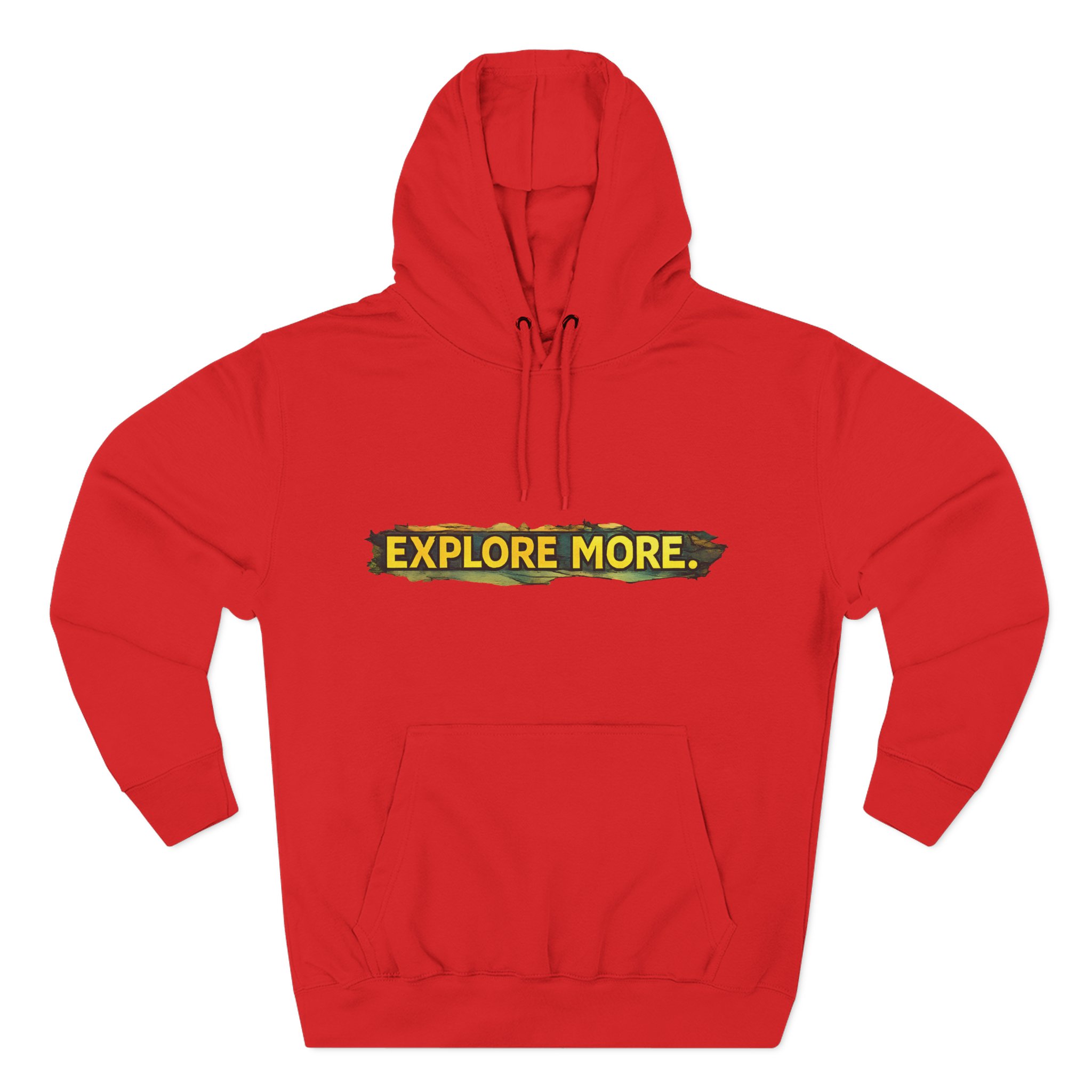 Three-Panel Fleece Hoodie - "Explore More" Design Cubic-Line