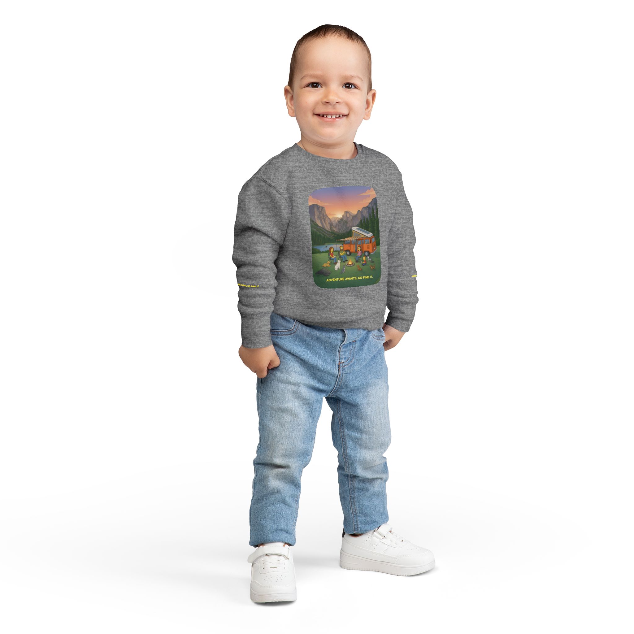 Toddler Sweatshirt - "Adventure Awaits-Go Find It" (Design Sitcom-Line)