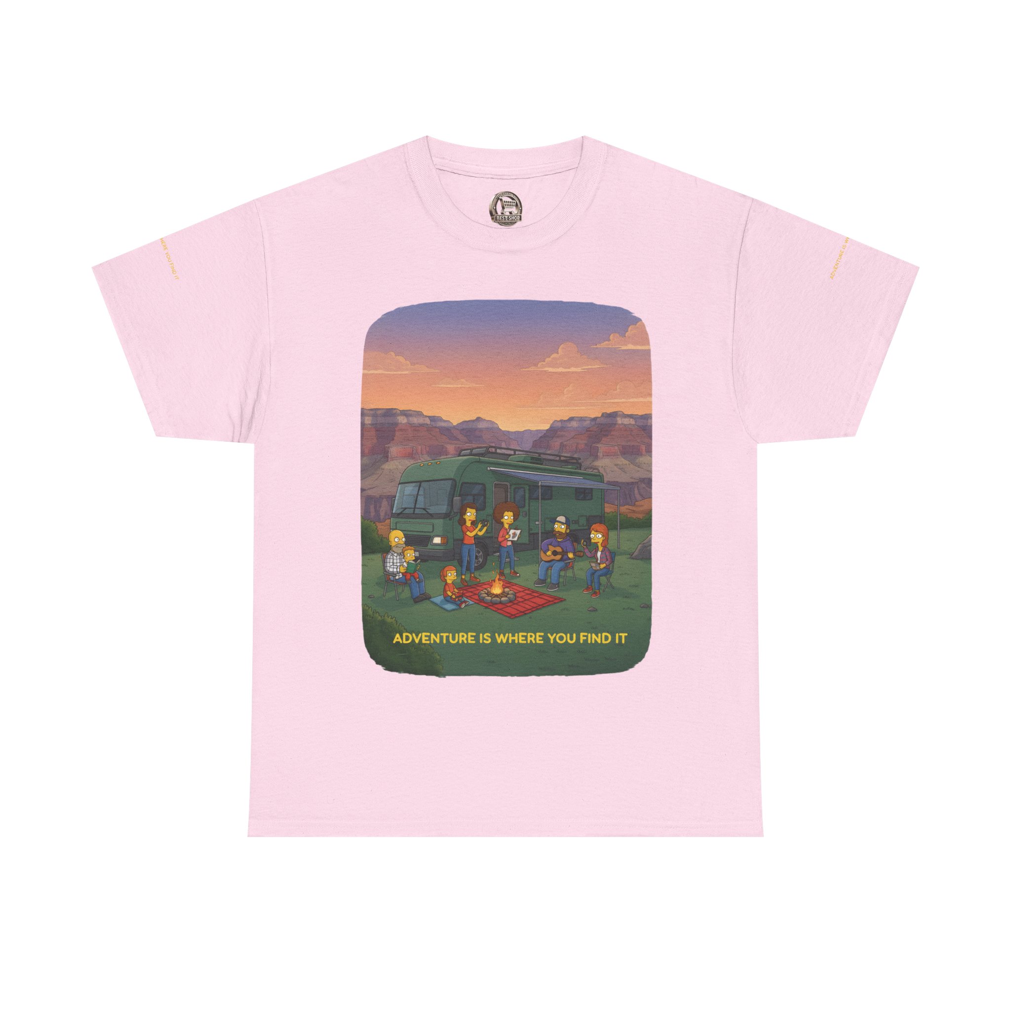 Unisex Heavy Cotton Tee — "Adventure Is Where You Find It" Design Sitcom-Line