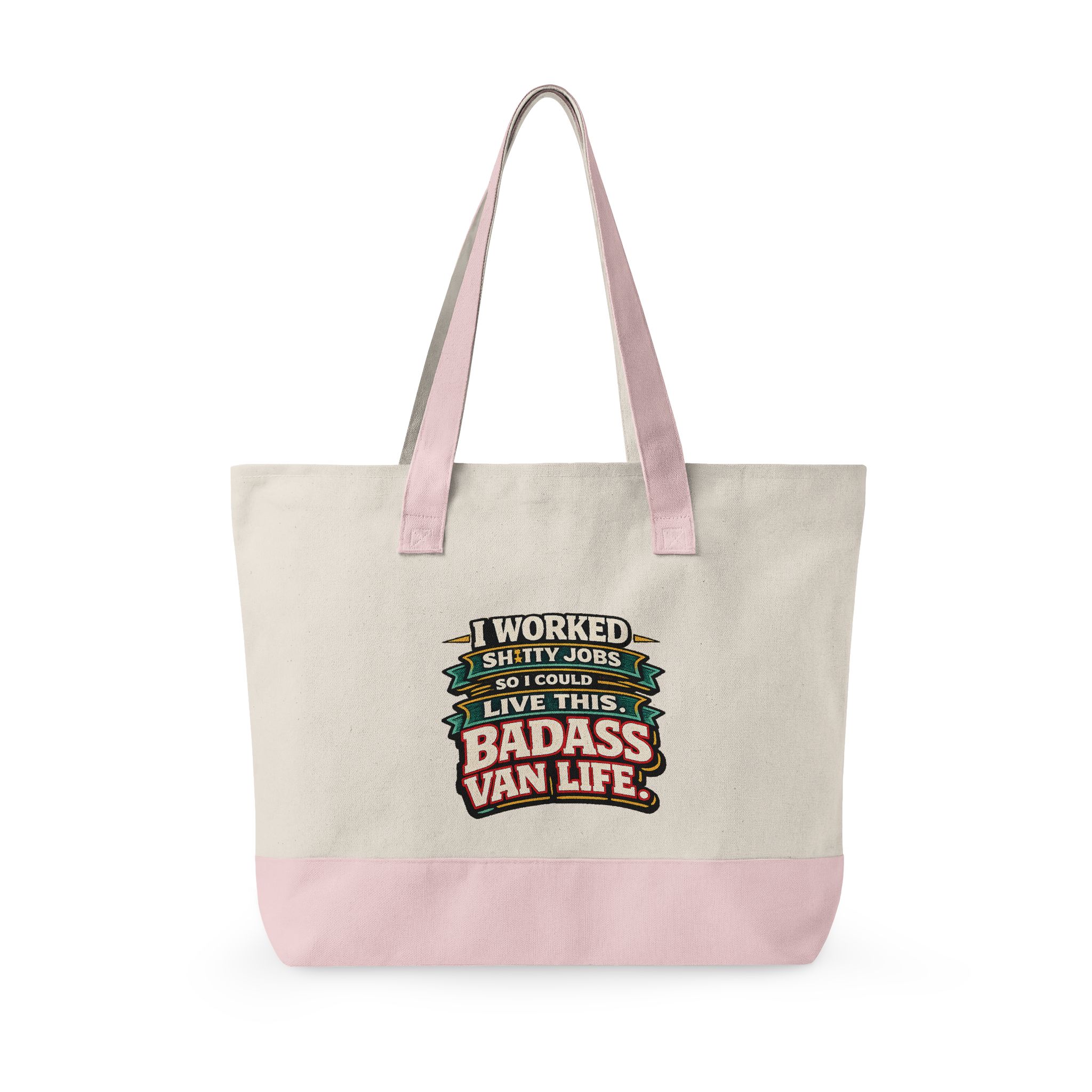 Zippered Canvas Tote — "I worked Shitty Jobs" (Design F**K-Line)