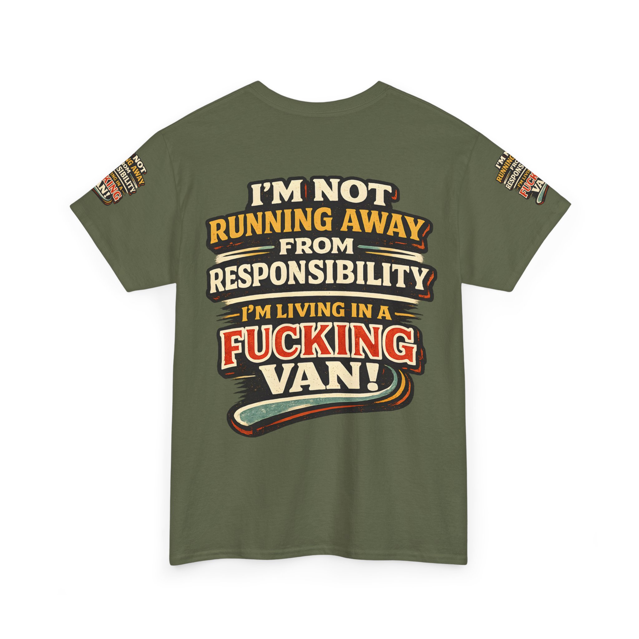 Unisex Heavy Cotton Tee — "I`m Not running Away" Design F**K-Line