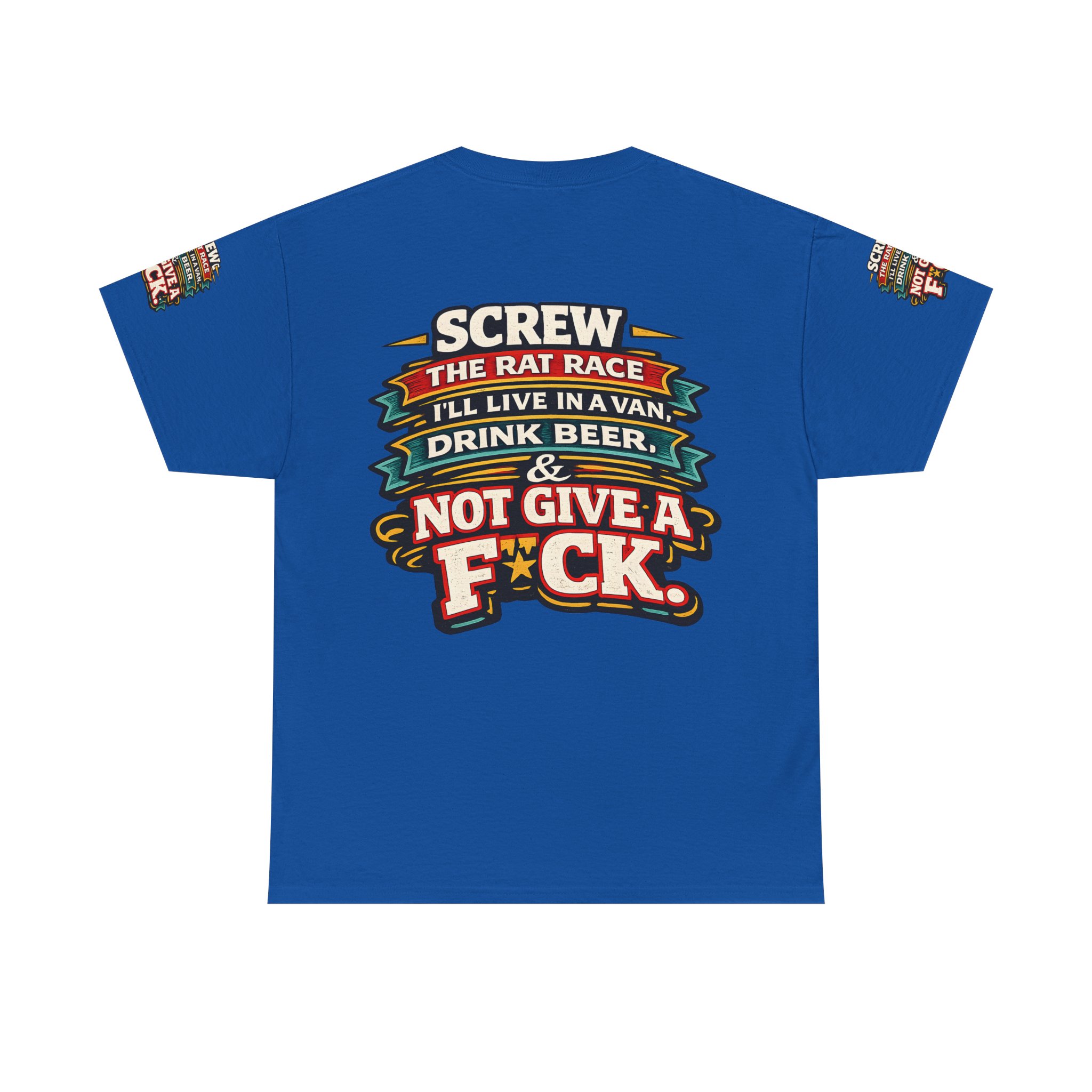 Unisex Heavy Cotton Tee — "Screw The Rat Race" Design F**K-Line