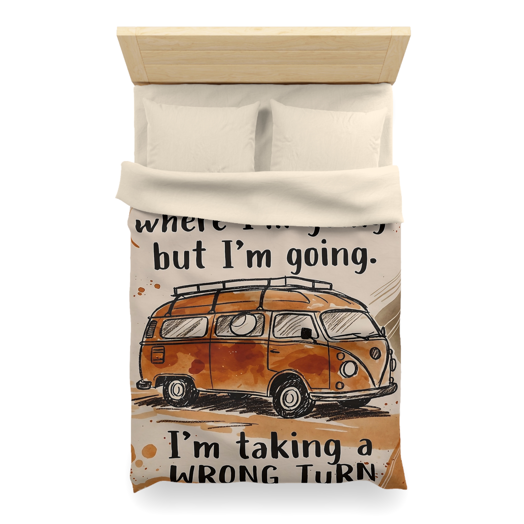 Duvet Cover - 'I Don't Know Where I'm Going' Vintage Camper Quote Microfiber Duvet