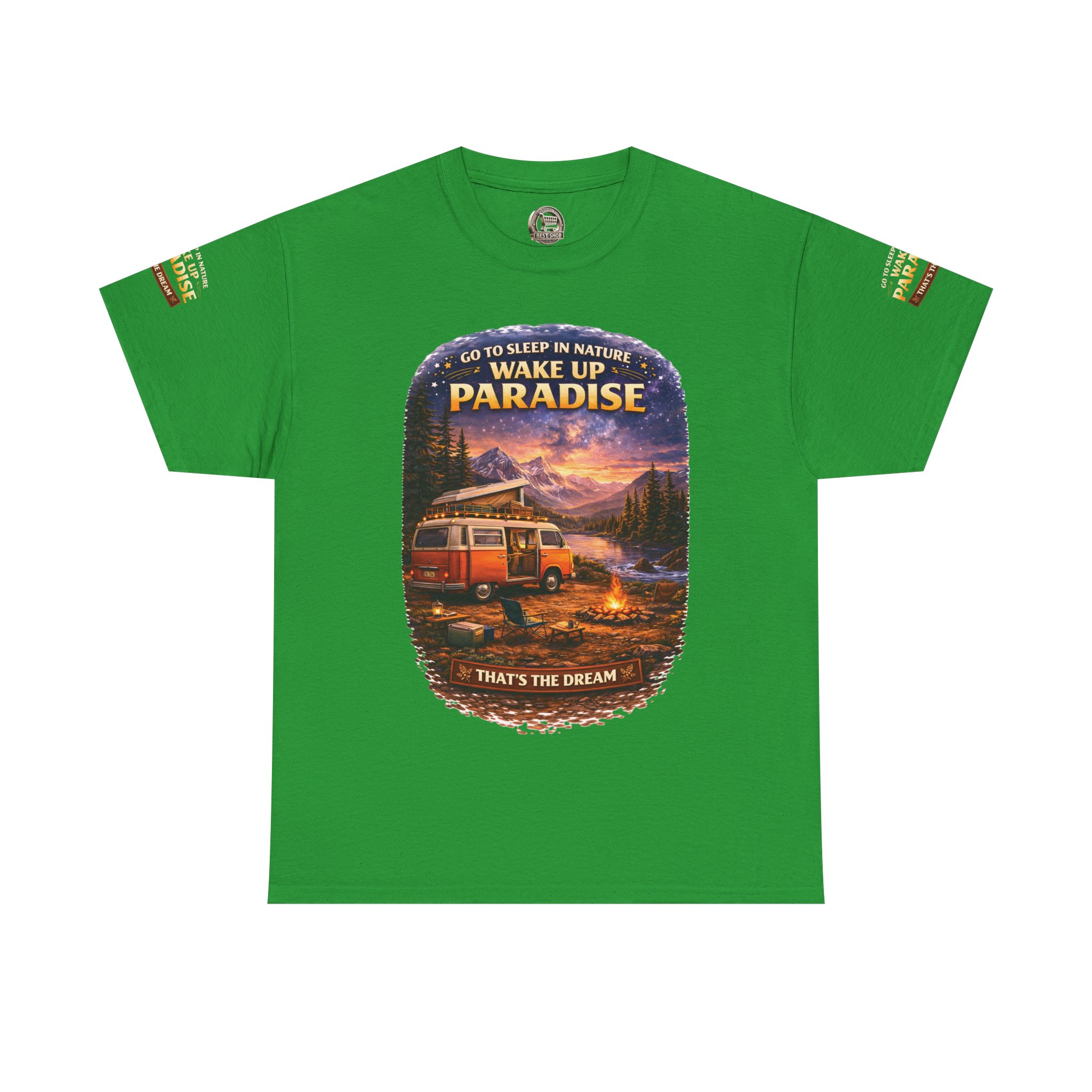 Unisex Heavy Cotton Tee — "Go To Sleep In Nature " Design Scenic-Line