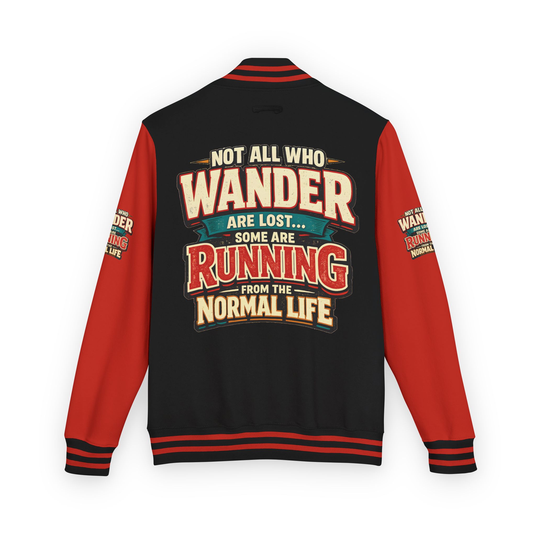 Unisex Heavyweight Letterman Jacket — "Not All Who Wander Are Lost" Design F**K-Line