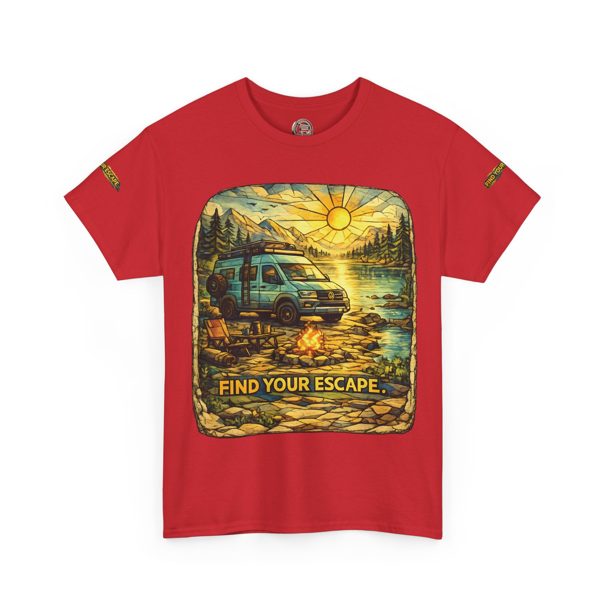 Unisex Heavy Cotton Tee — "Find Your Escape" Design Cubic-Line
