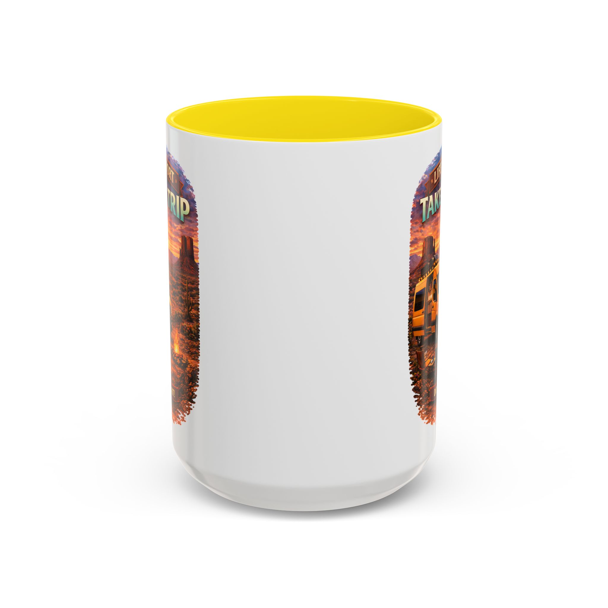 Accent Coffee Mug (11, 15oz) — "Live Is Short Take The Trip" Design Scenic-Line