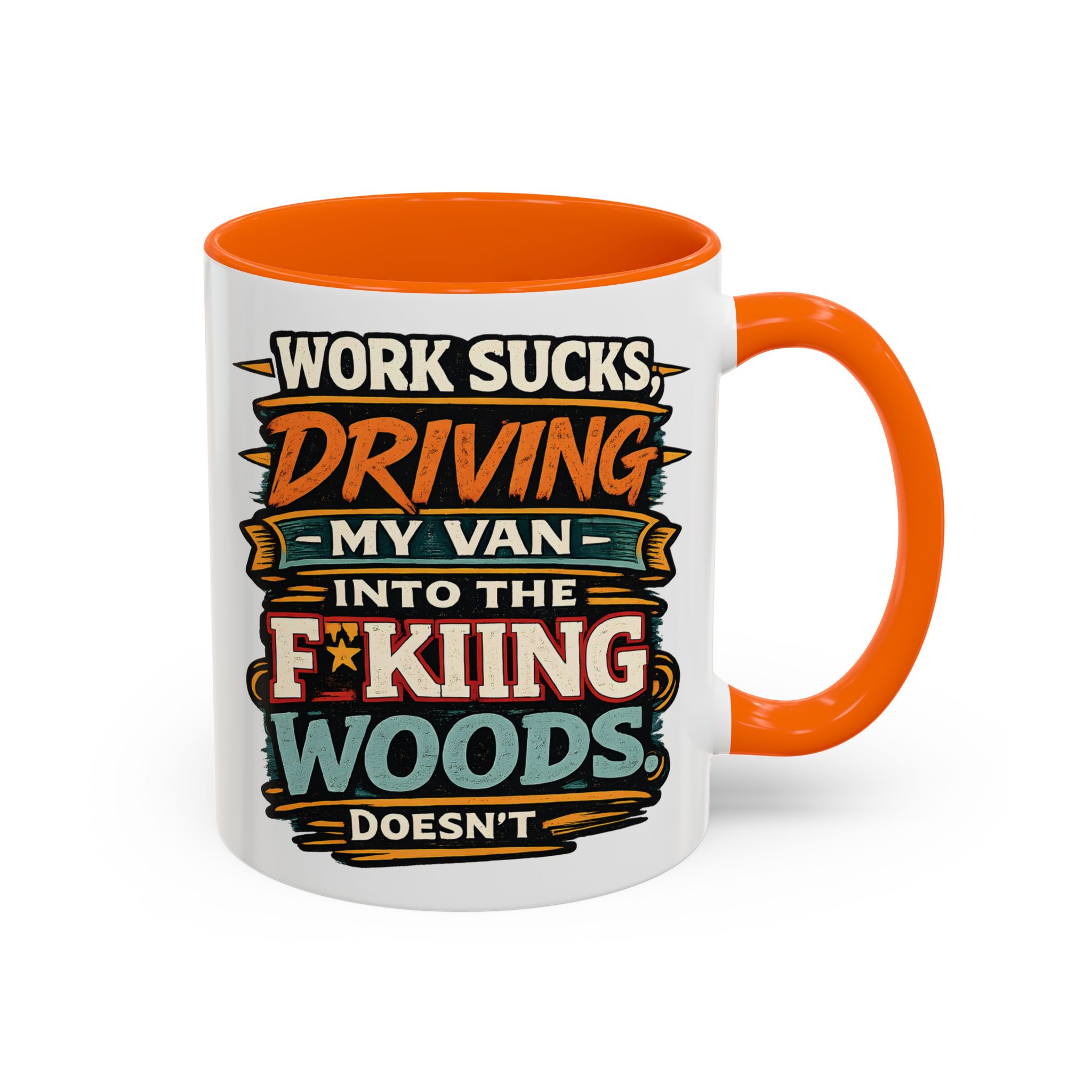 Accent Coffee Mug (11, 15oz) — "Work Sucks" Design F**K-Line