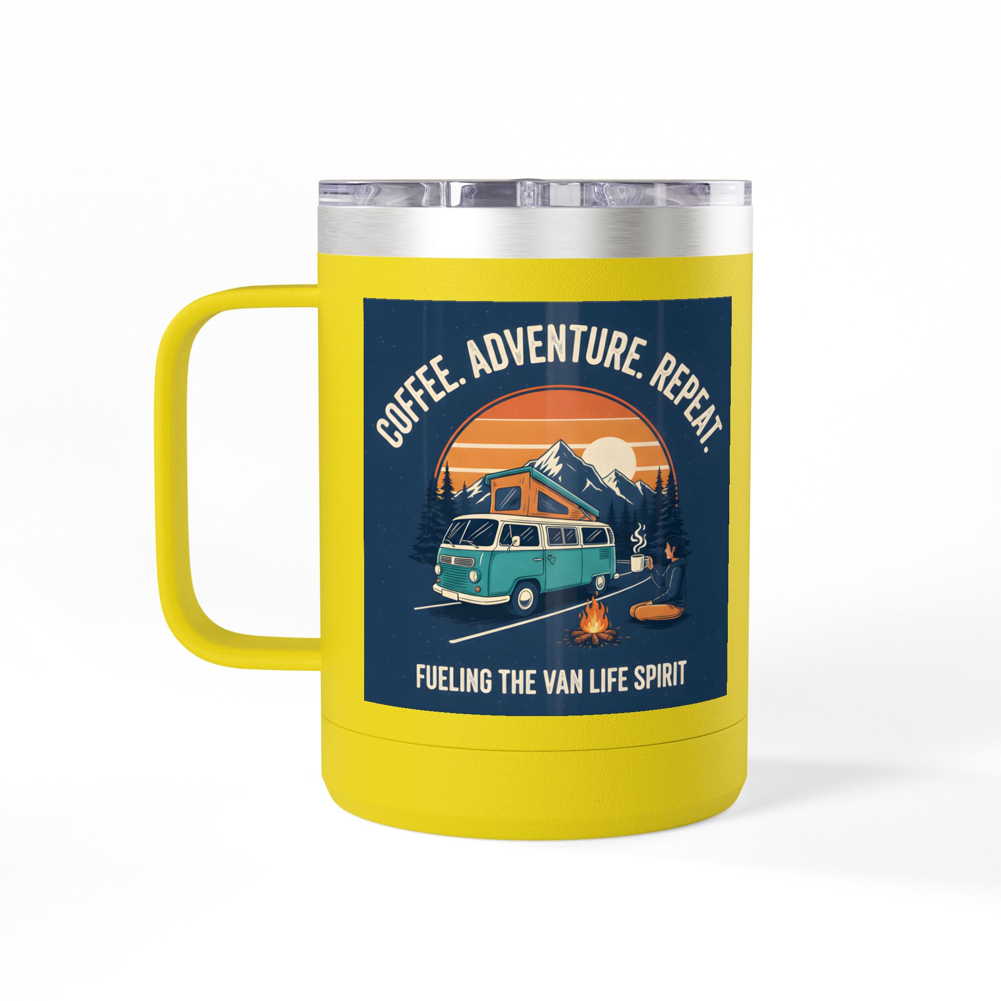 Coffee Mug Tumbler, 15oz — “Coffee. Adventure. Repeat.”